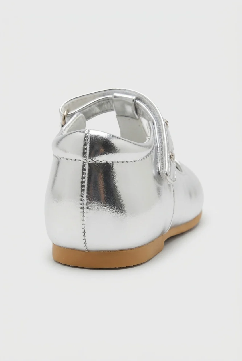 Baby Girls Silver Studded Mary Jane Shoes - Image 4