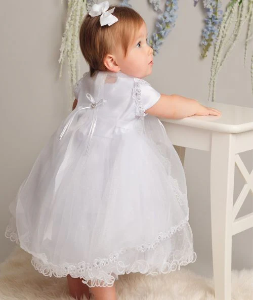 Baby Girls White Sparkling Christening Dress Set - L321 - White - Image 3