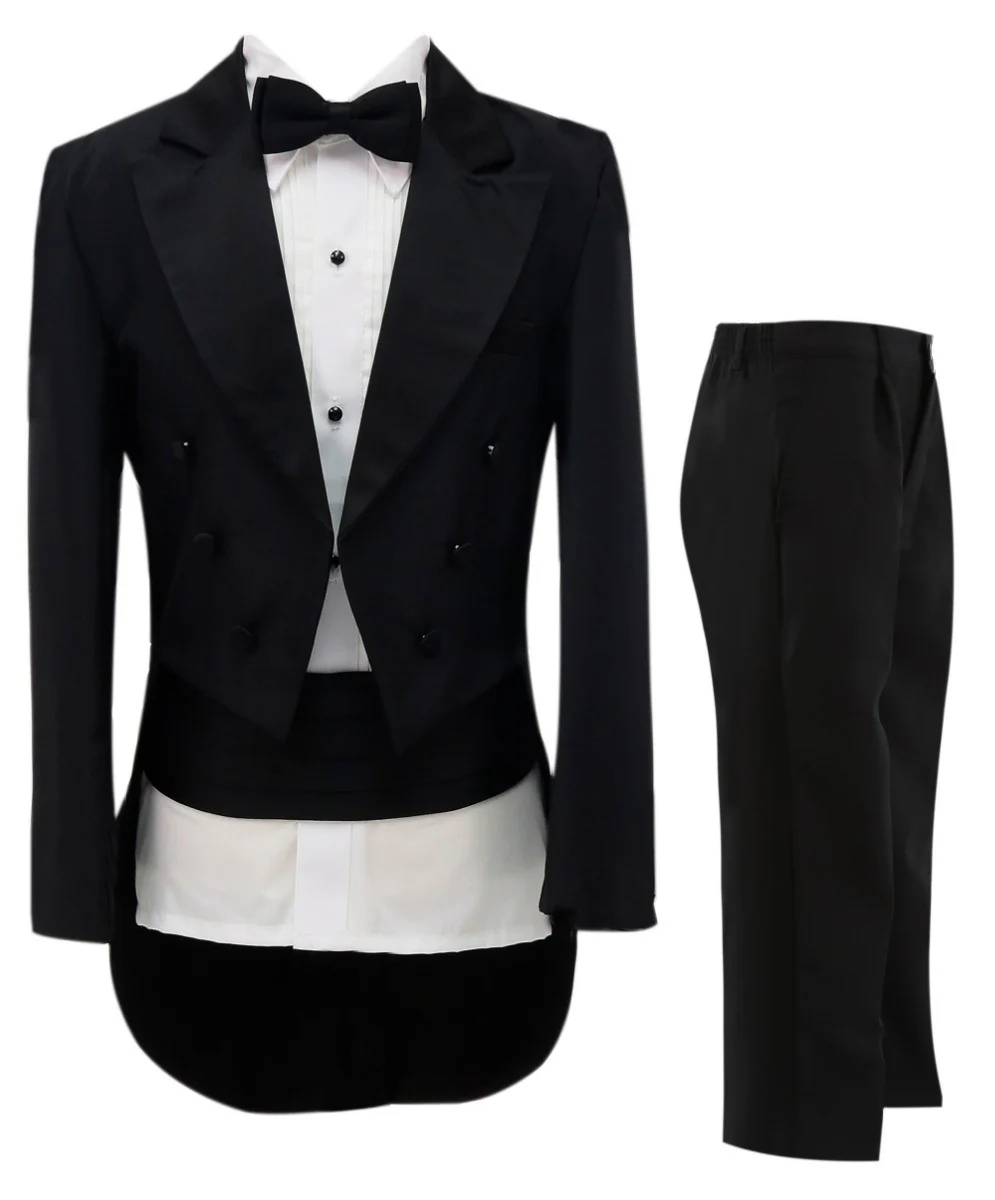 Boys Tuxedo Tail Suit - Black - Image 4