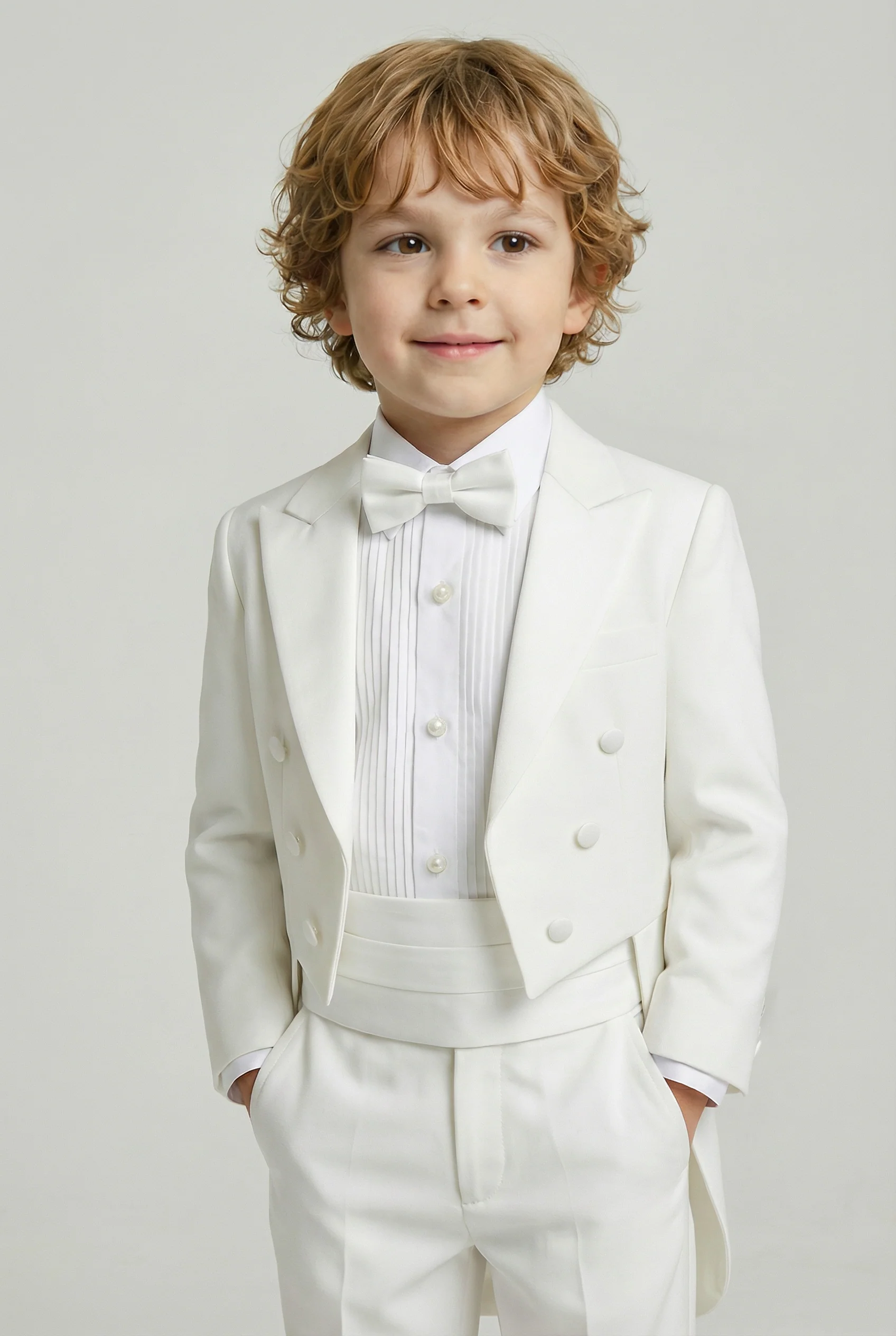 Boys Tuxedo Tail Suit - Ivory