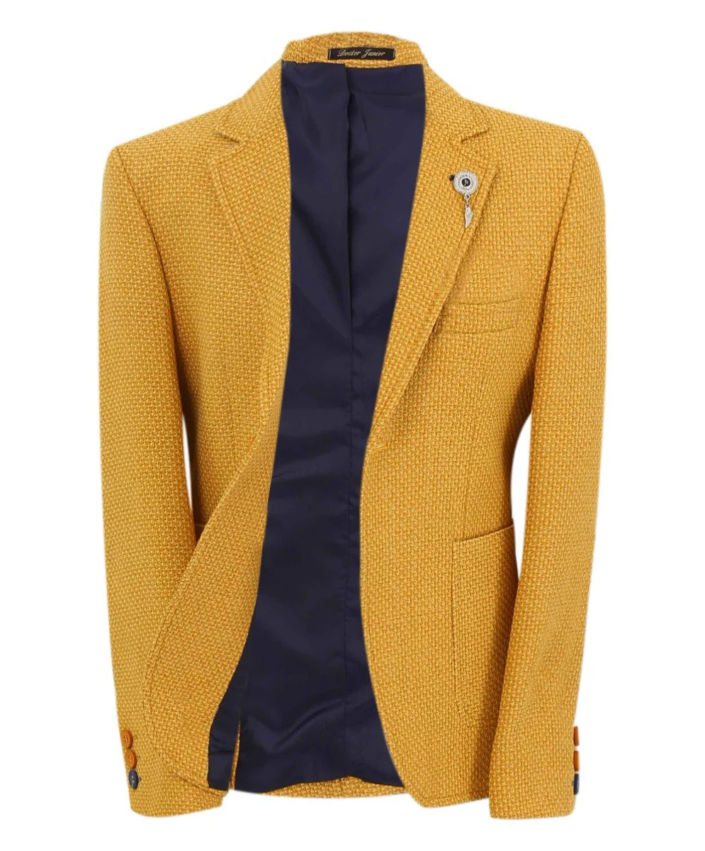 Boys Single Breasted Slim Fit Formal Blazer - GERRARD - Mustard - Image 6