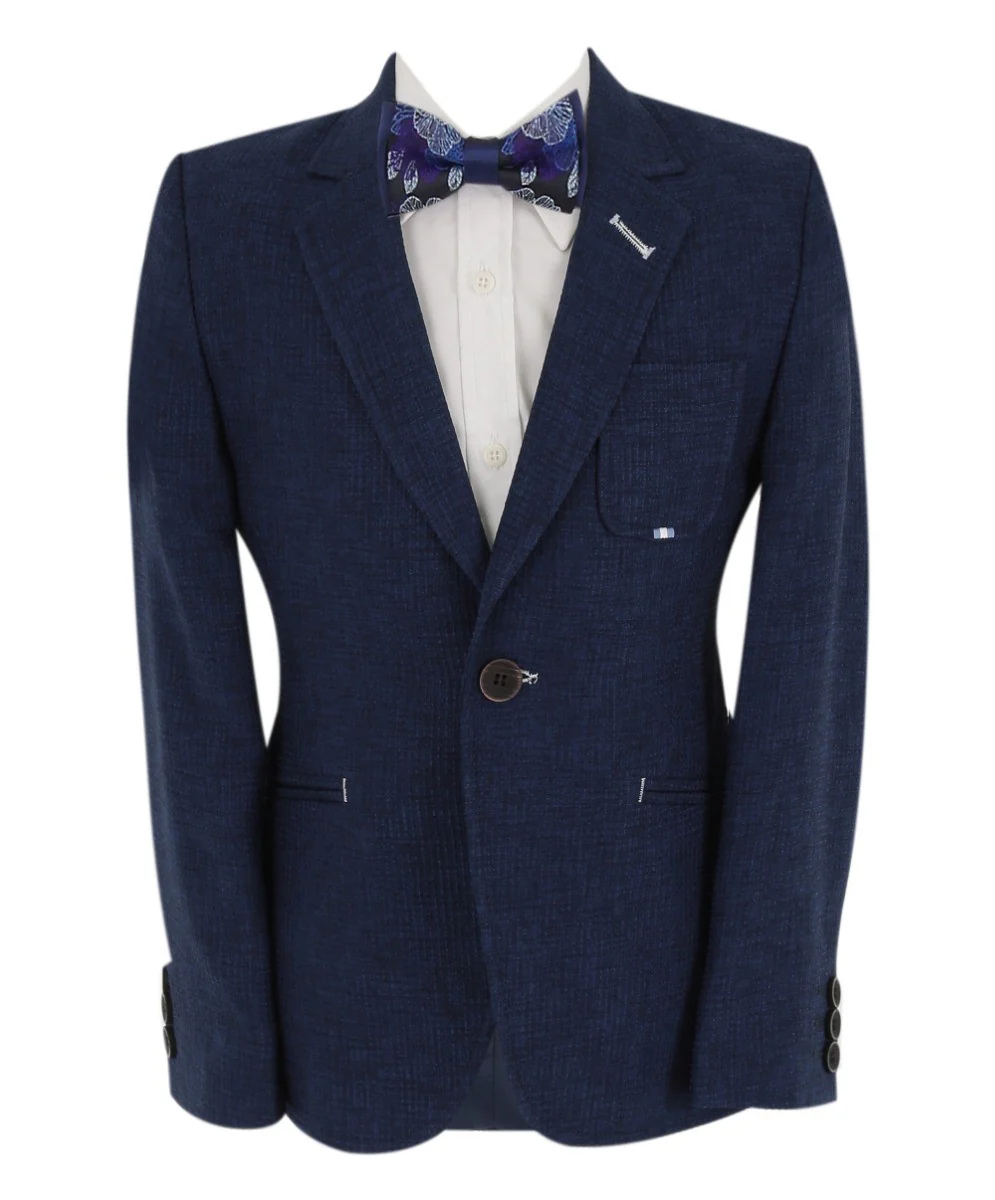 Boys Slim Fit Twill Formal Blazer - TERRY - Royal Blue - Image 3