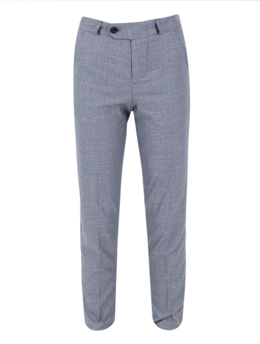 Boys Windowpane Check Slim Fit Suit Set - Light Grey - Image 8