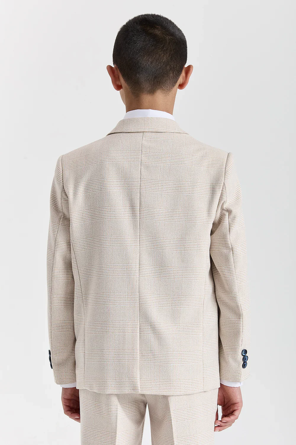 Boys 3-Piece Glen Check Tweed Formal Suit - Regent - Cream - Image 3