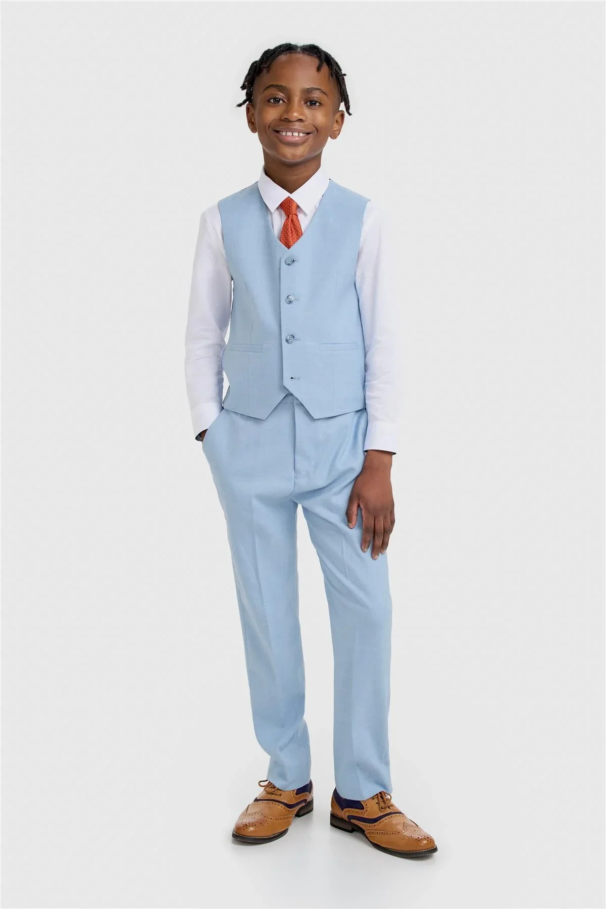 Boys 3-Piece Slim Fit Formal Suit - Malibu - Sky Blue - Image 5