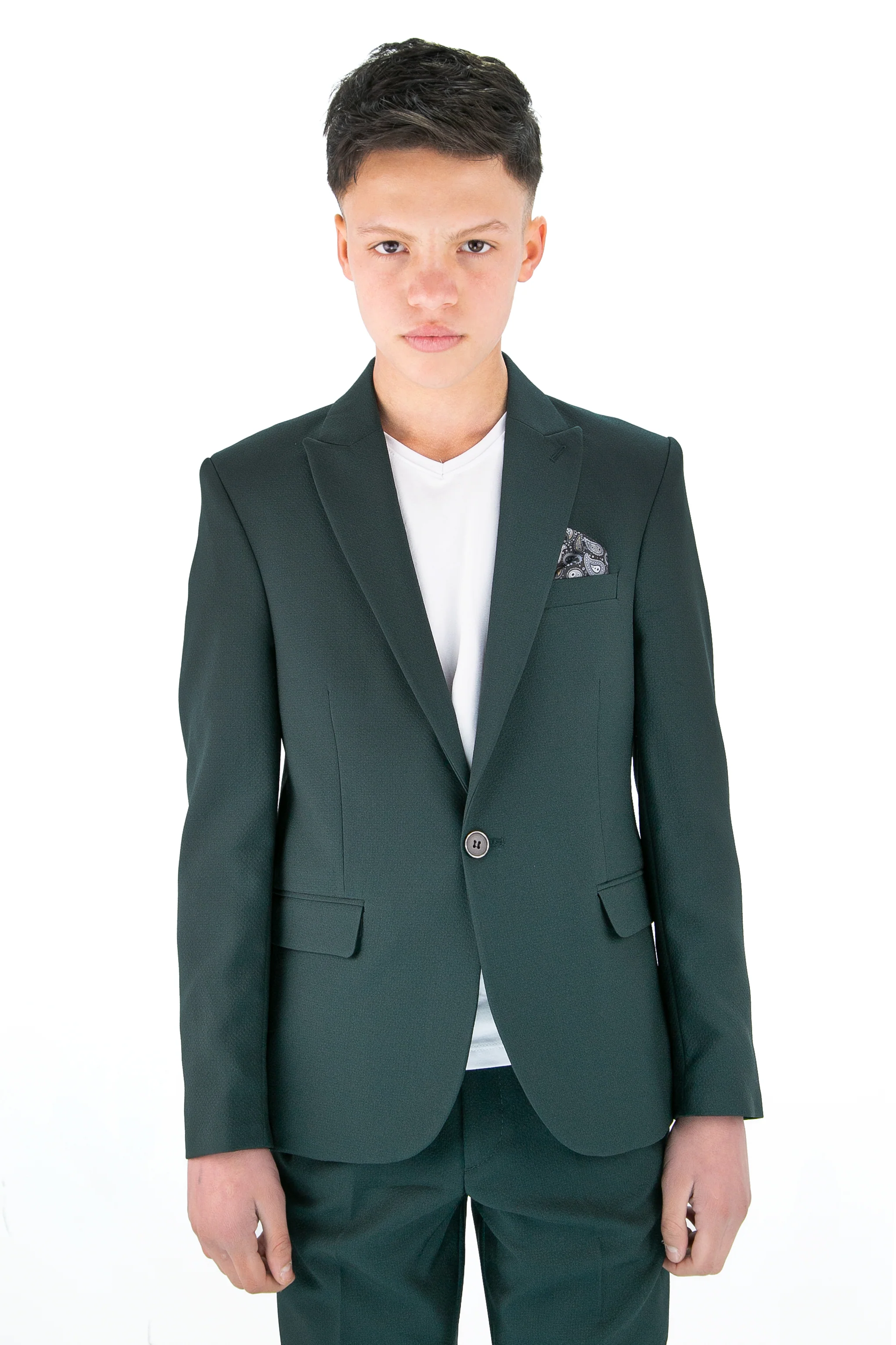 Boys’ 3-Piece Slim Fit Smart Casual Suit - Gofre - Green - Image 2