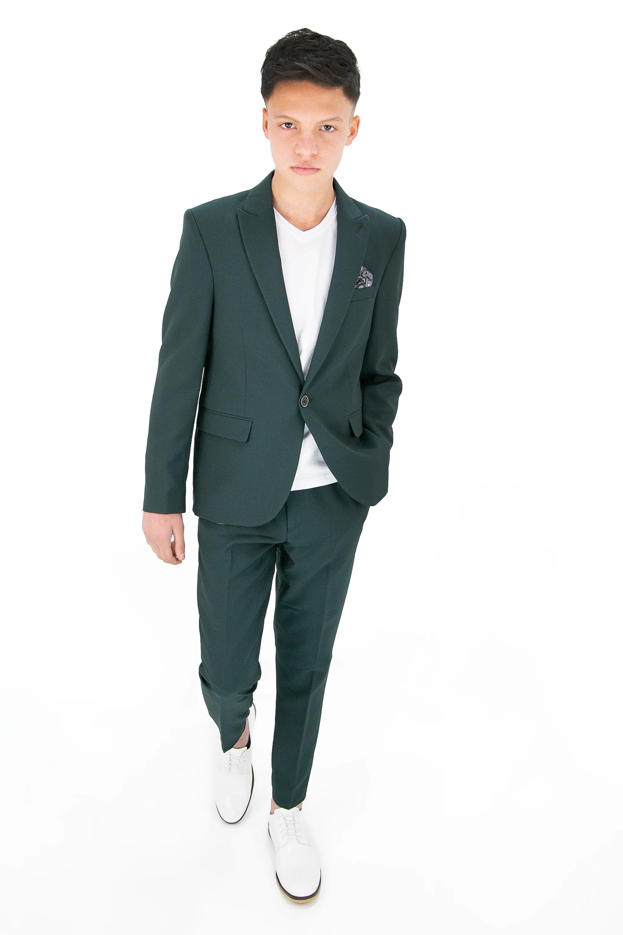Boys’ 3-Piece Slim Fit Smart Casual Suit - Gofre - Green - Image 3
