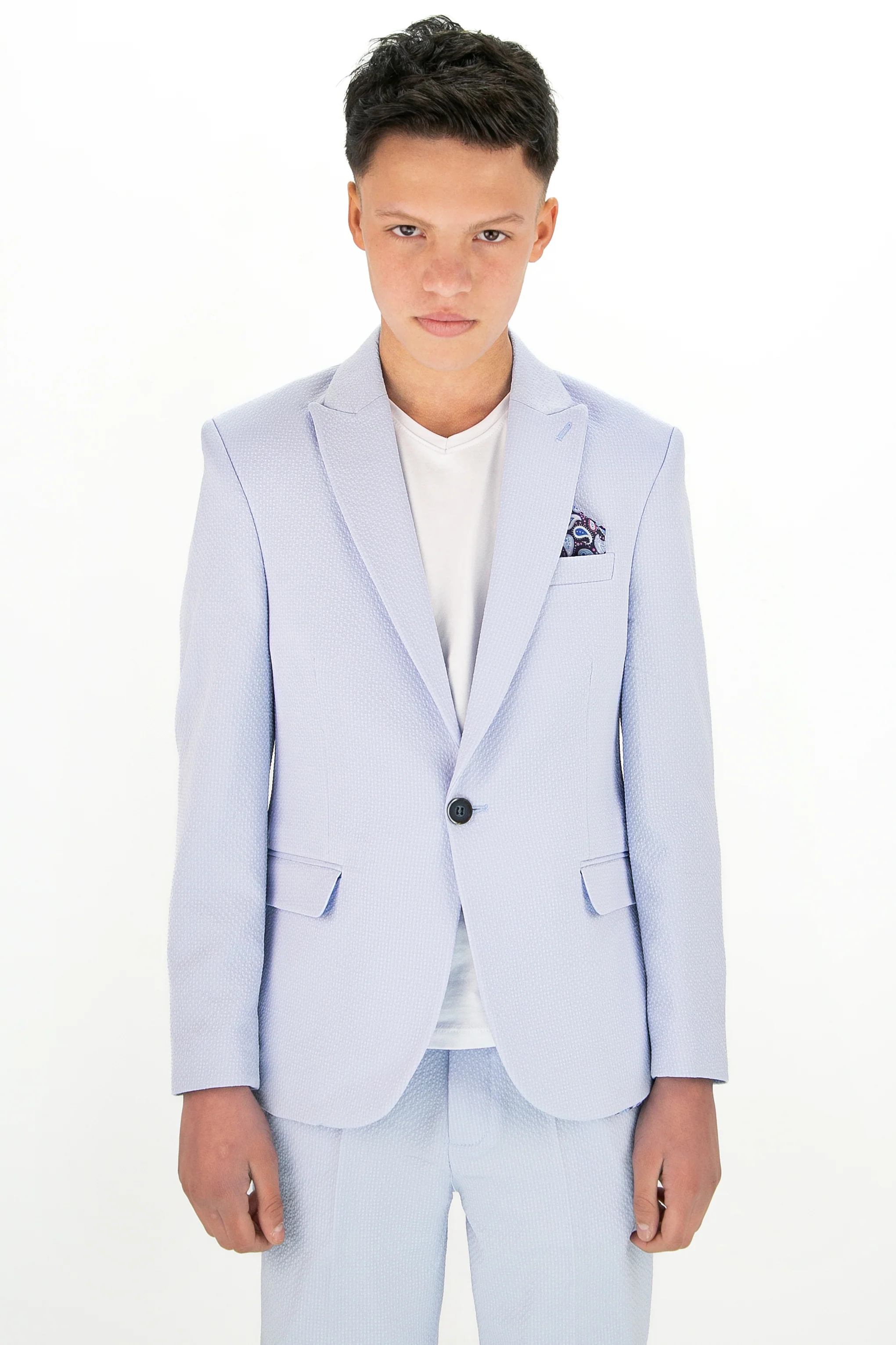 Boys’ 3-Piece Slim Fit Smart Casual Suit - Gofre - Sky Blue - Image 2