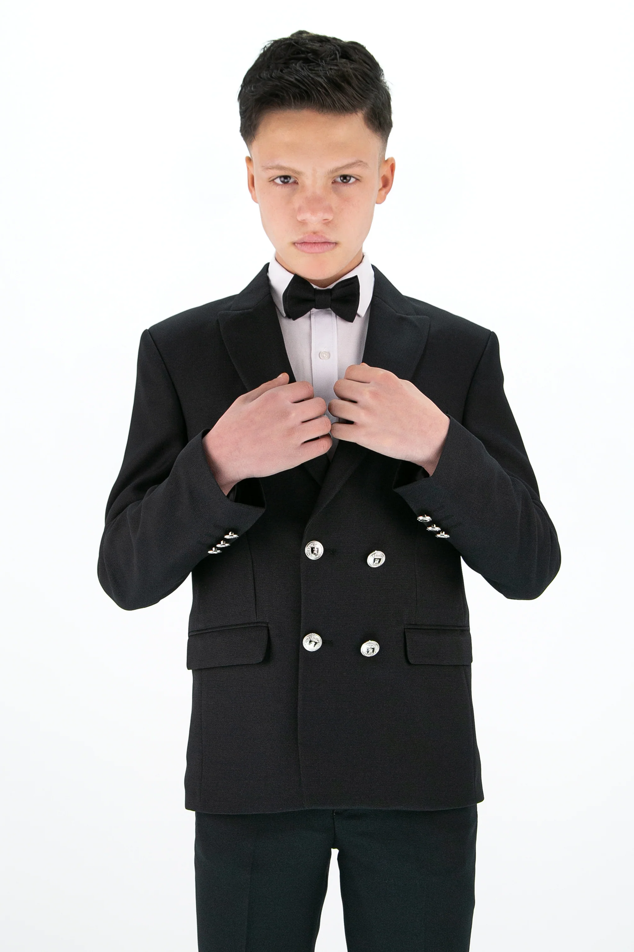 Boys’ 4-Piece Textured Double Breasted Formal Suit - Montero Black