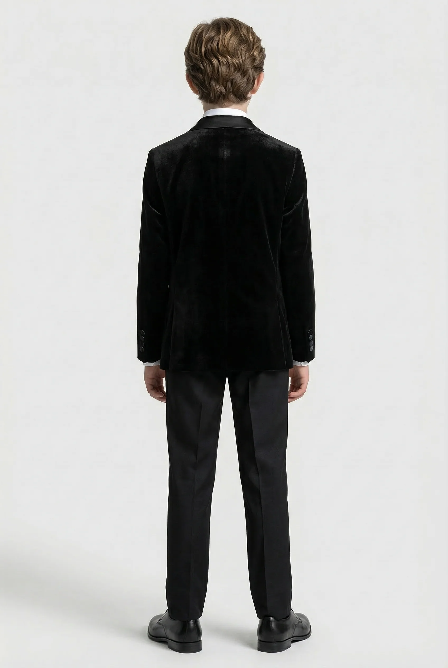 Boys 4-Piece Velvet Double Breasted Tuxedo Suit - Albert  Black - Image 4