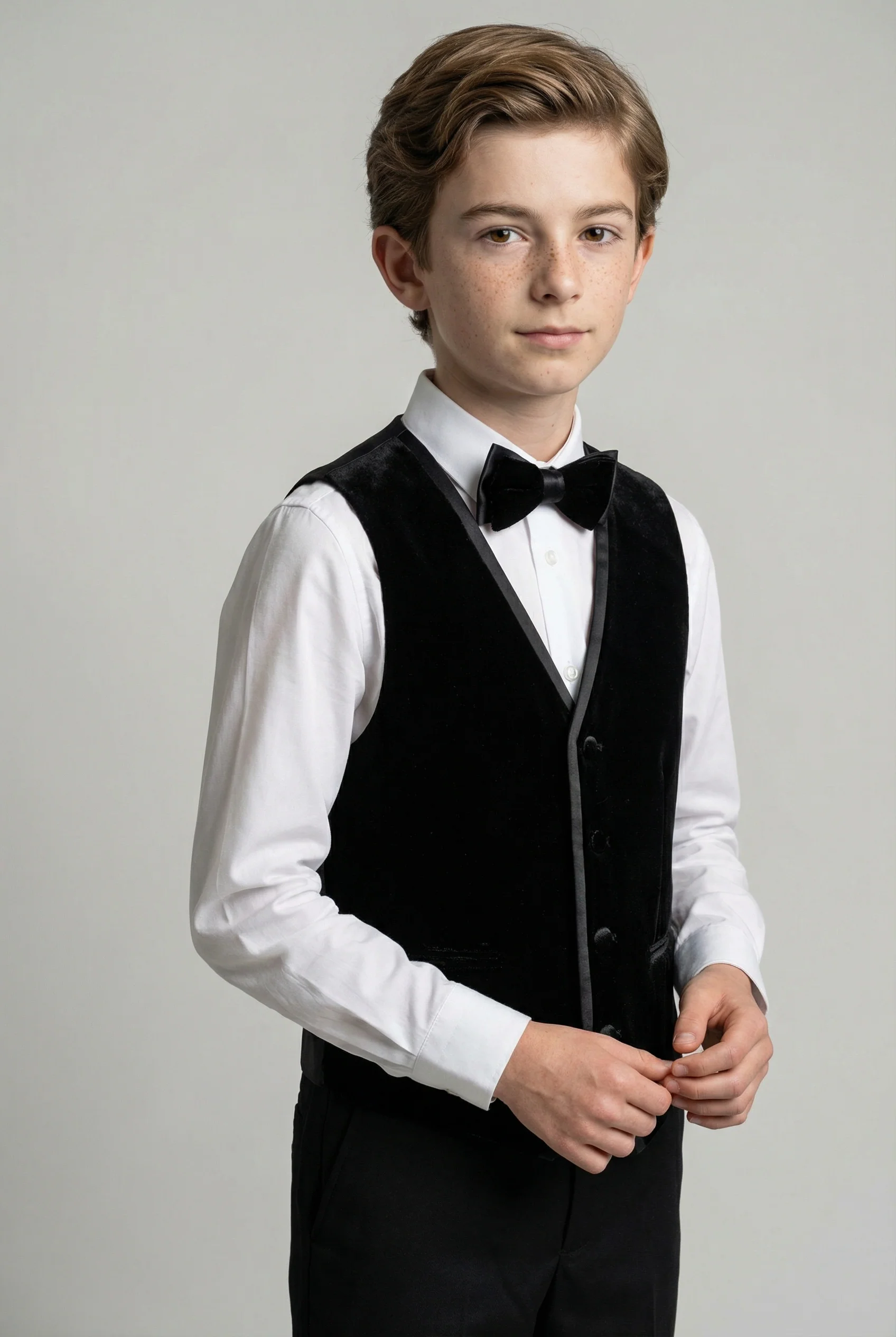 Boys 4-Piece Velvet Double Breasted Tuxedo Suit - Albert  Black - Image 5