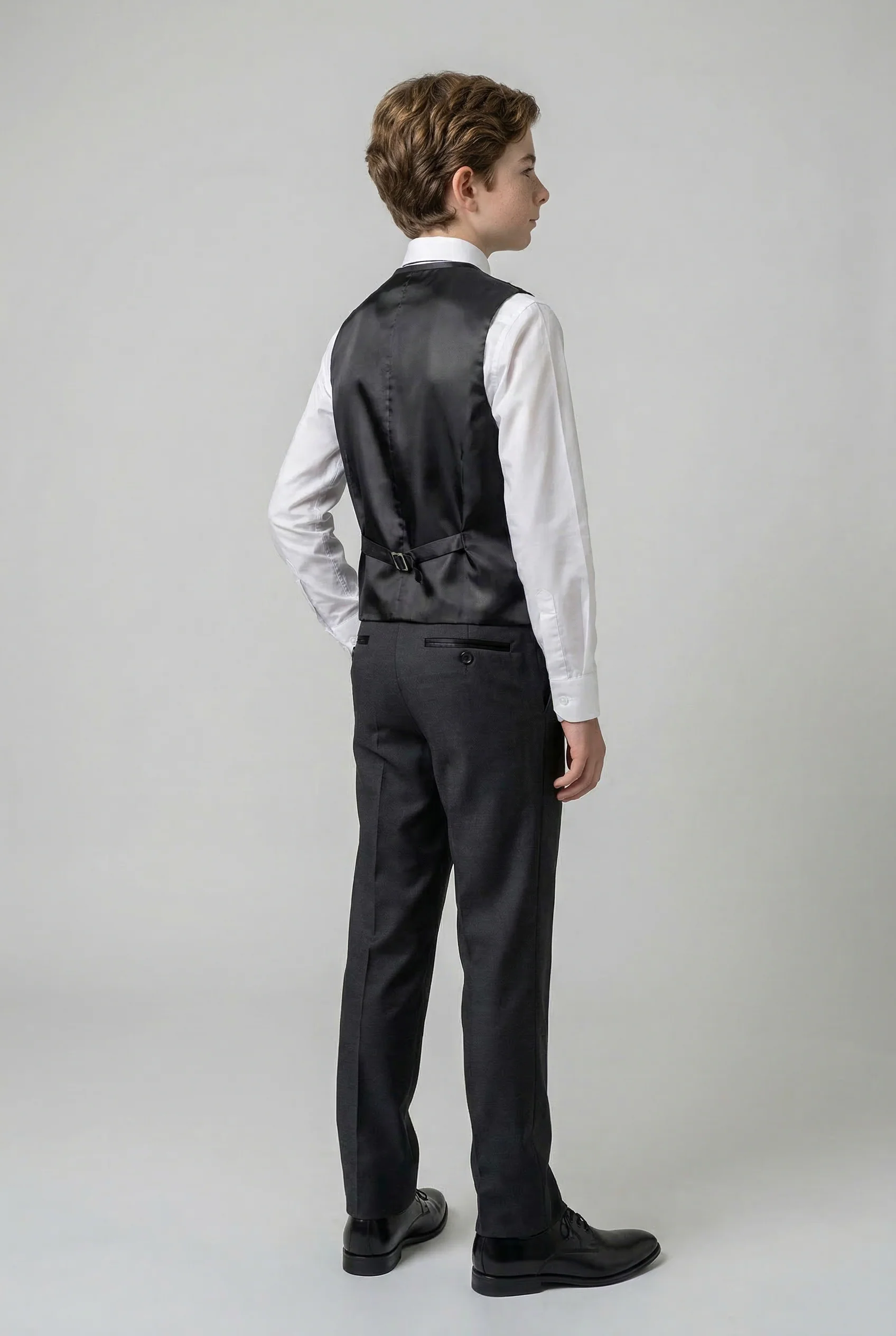 Boys 4-Piece Velvet Double Breasted Tuxedo Suit - Albert  Black - Image 8