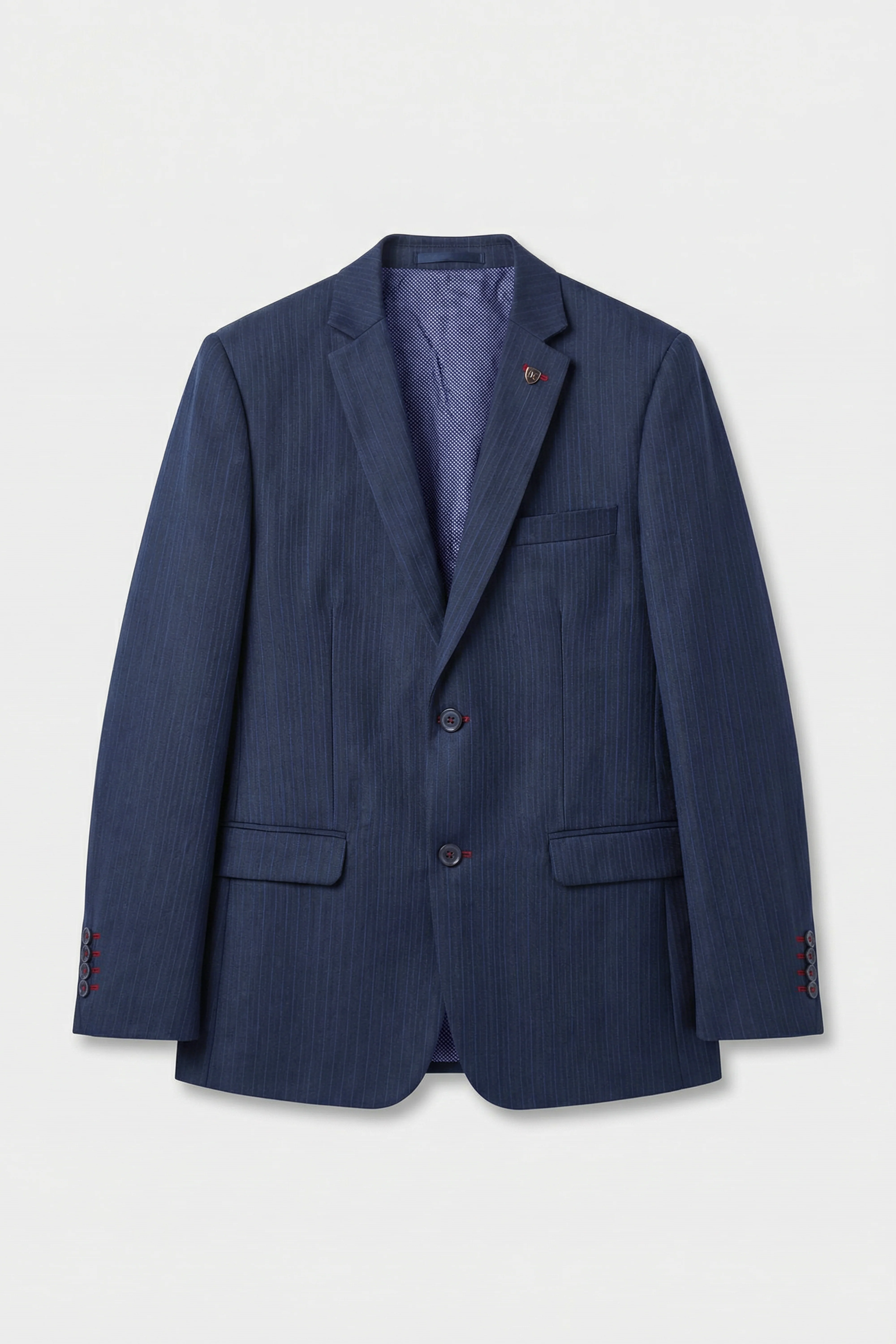 Boys 5-Piece Herringbone Pinstripe Suit - Dawson - Navy Blue - Image 8