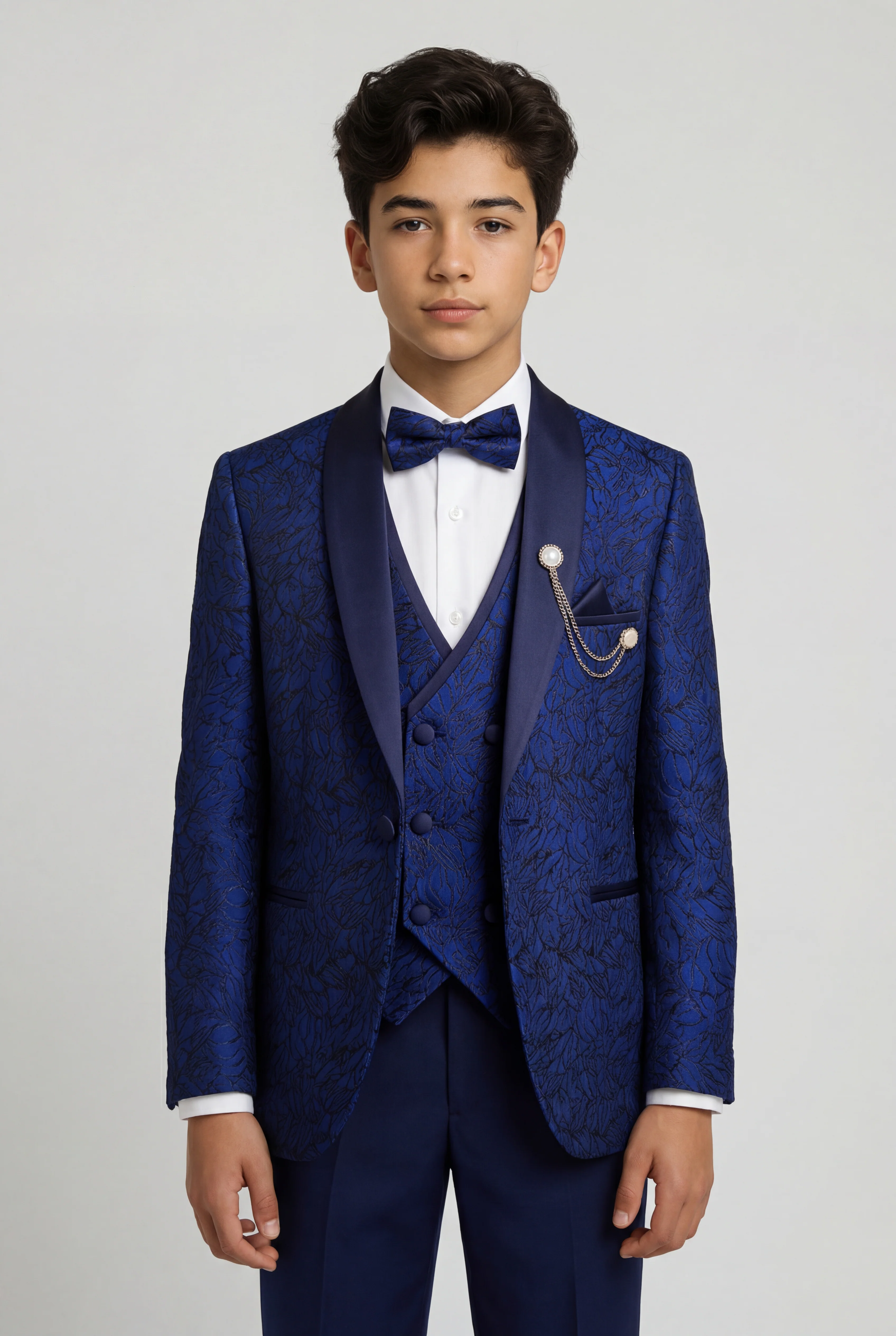 Boys 5-Piece Parliament Jacquard Tuxedo Suit