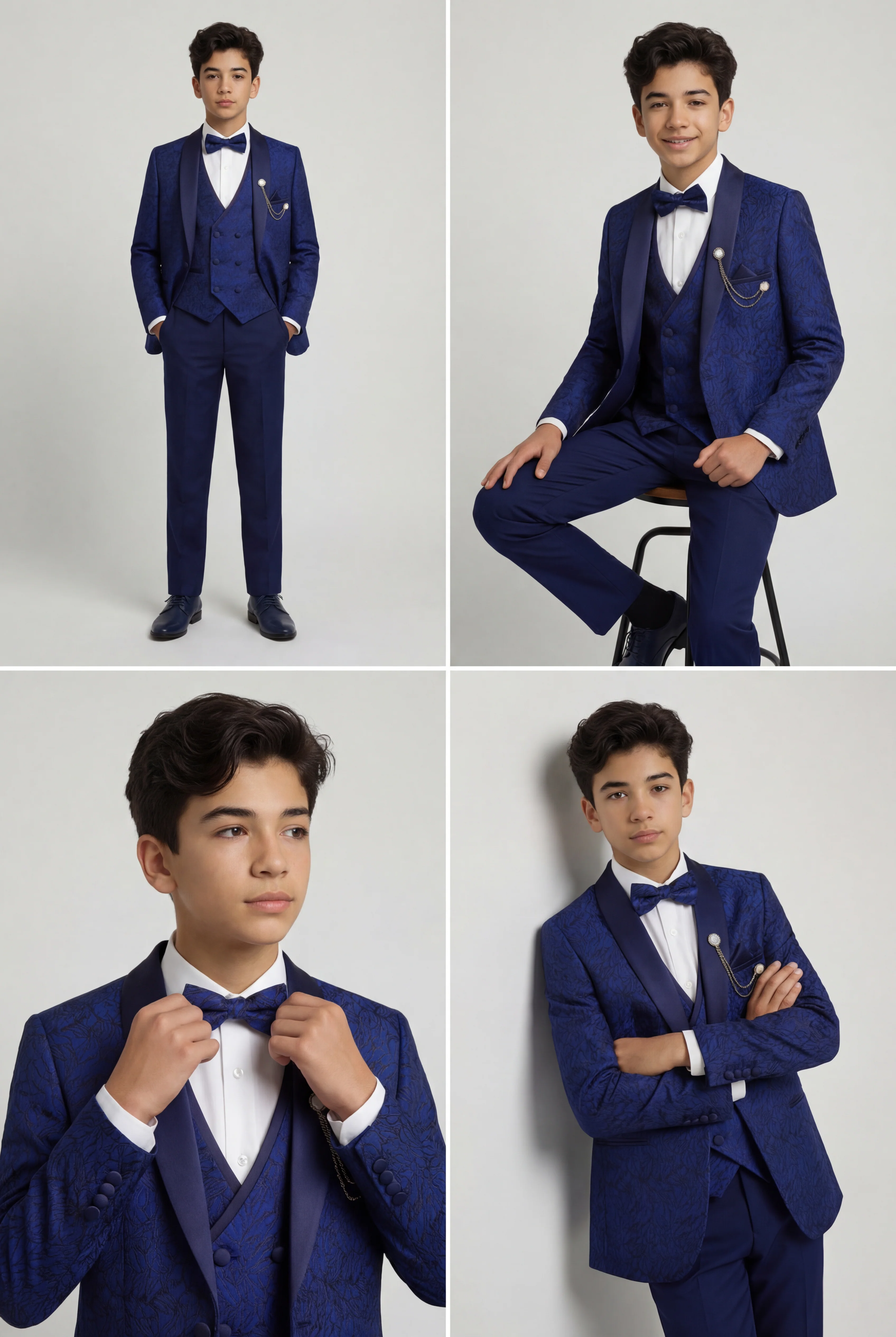 Boys 5-Piece Parliament Jacquard Tuxedo Suit - Image 6