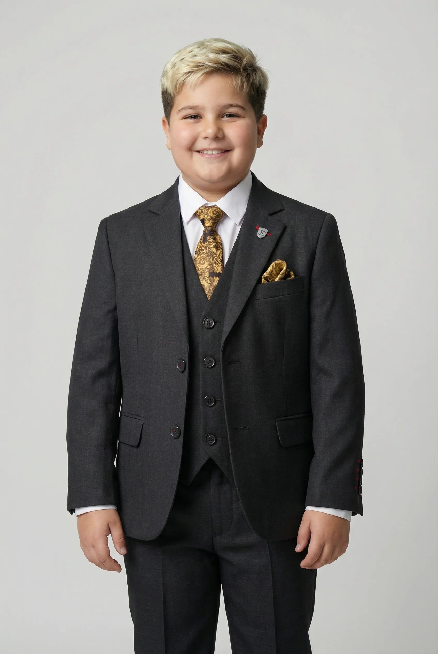 Boys 5-Piece Tailored Fit Twill Suit - Jeremy - Black - Image 10