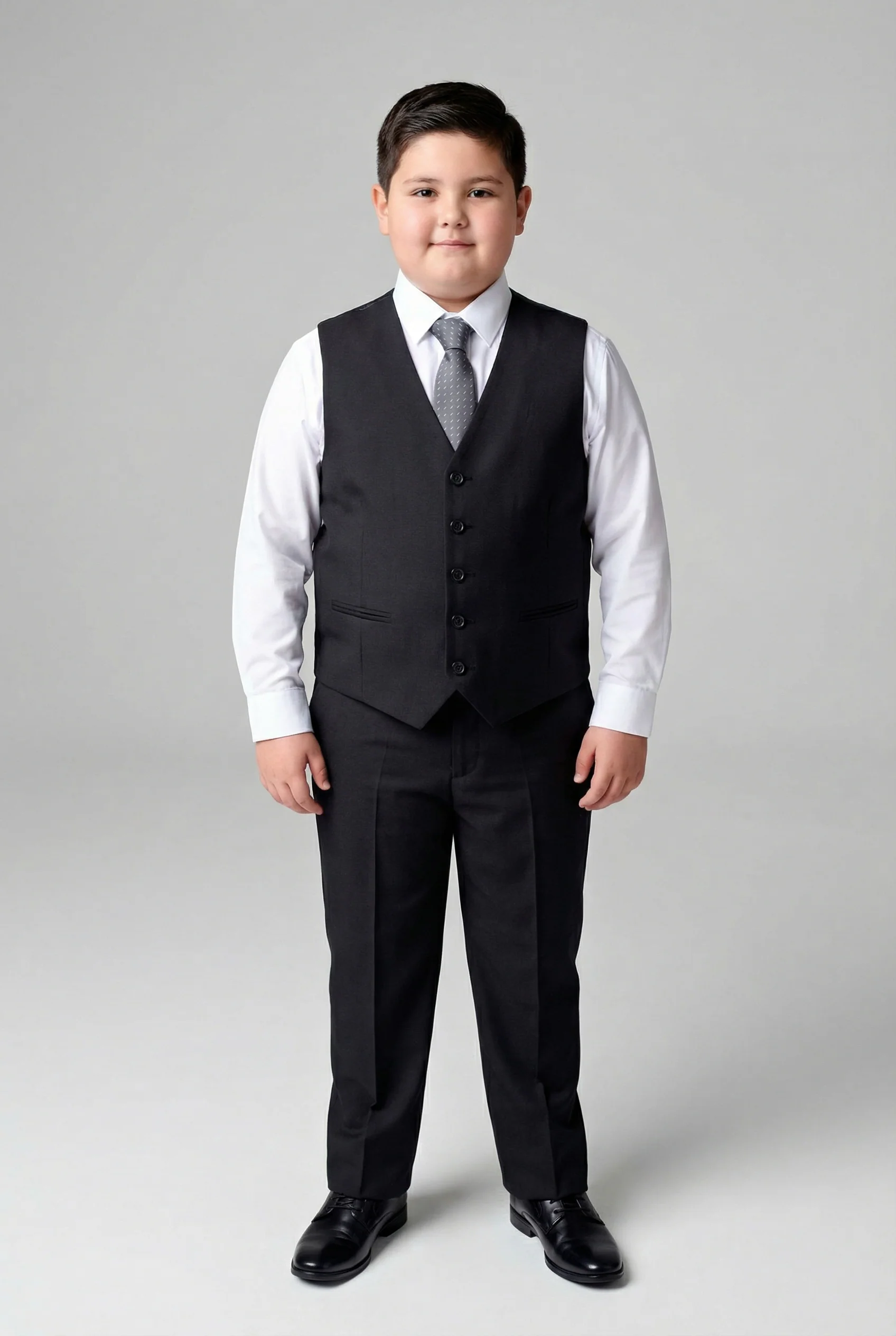 Boys 5-Piece Tailored Fit Twill Suit - Oscar - Black - Image 11