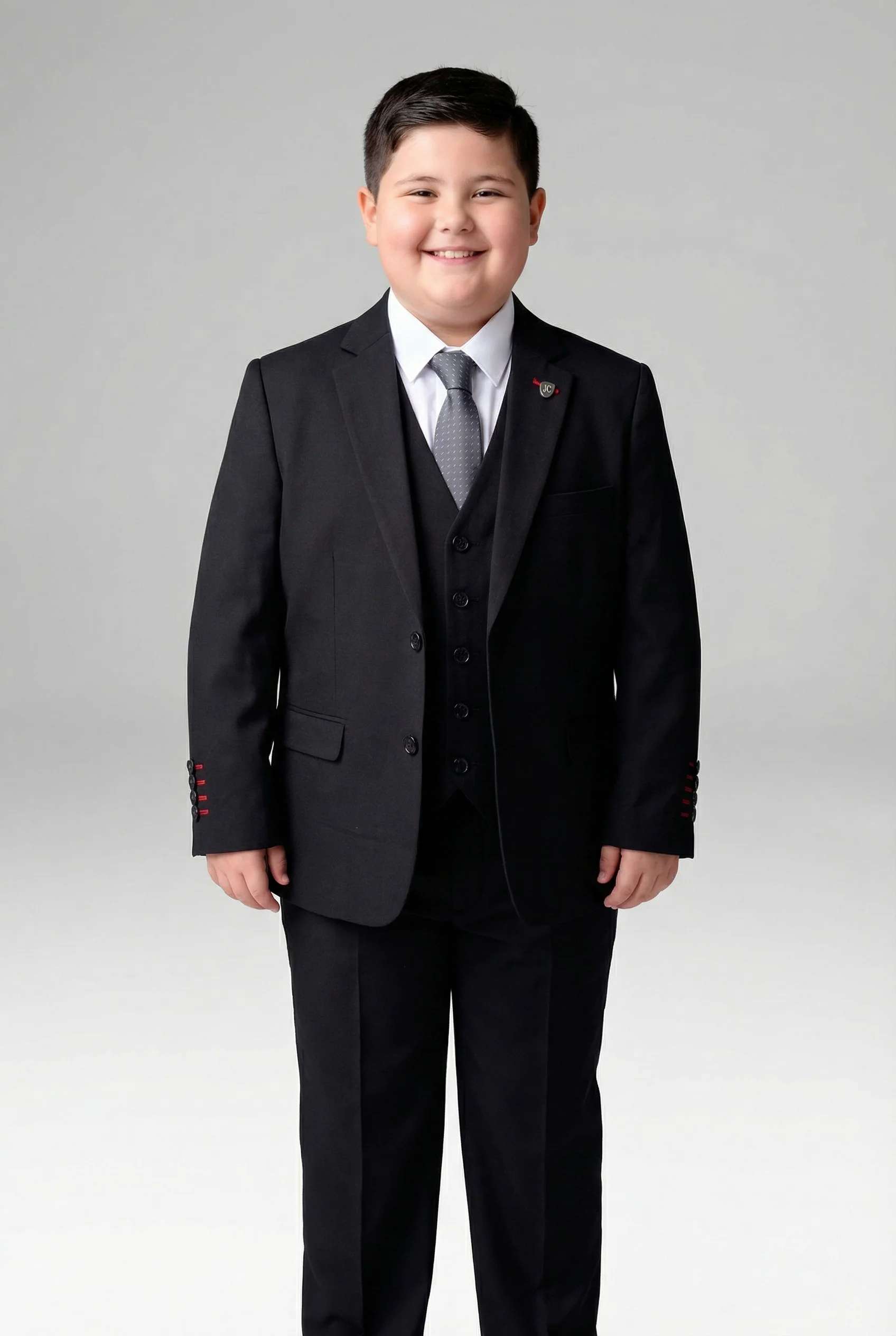 Boys 5-Piece Tailored Fit Twill Suit - Oscar - Black - Image 8