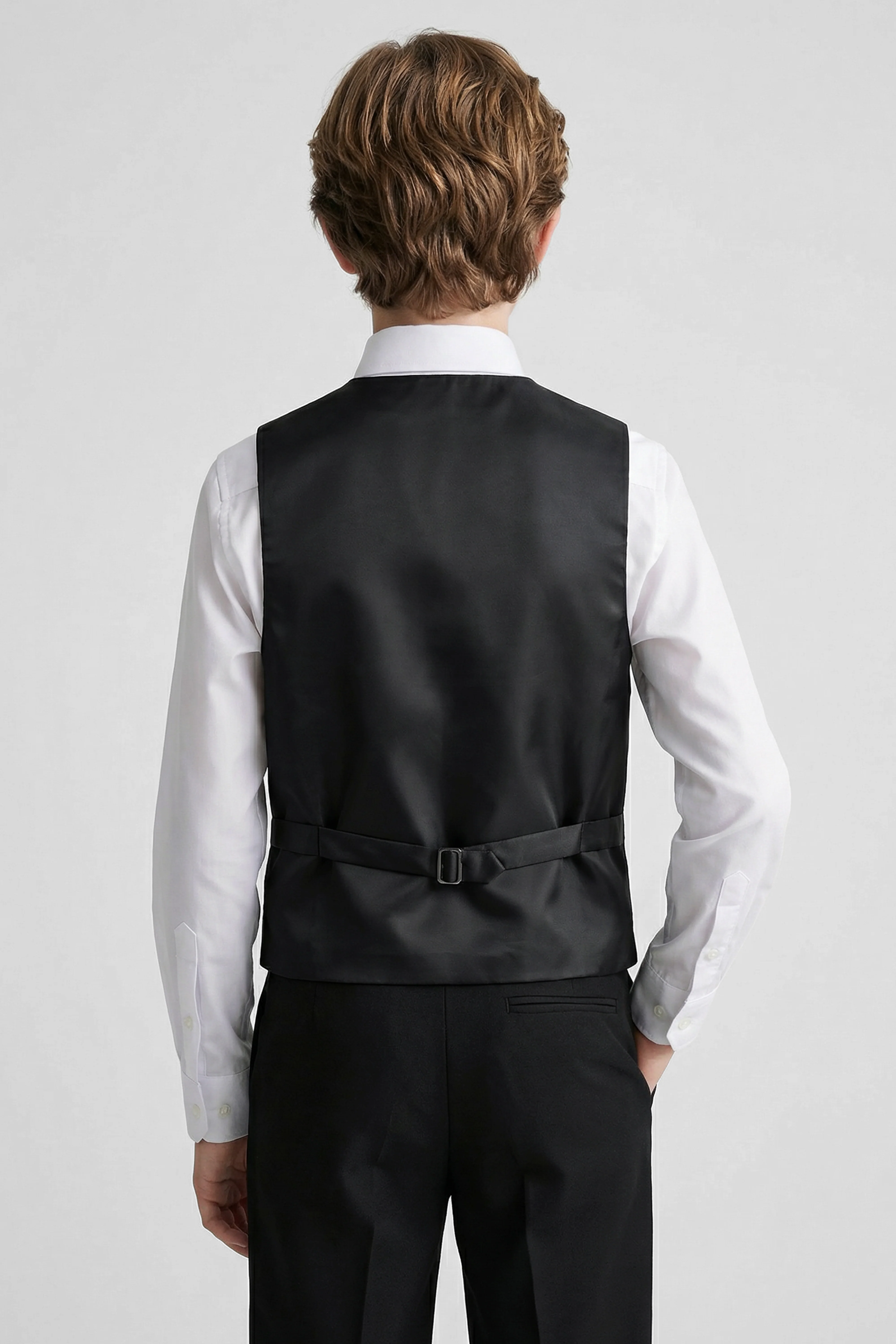 Boys’ 6-Piece Formal Ottoman Suit with Mandarin Collar  - Black - Image 4