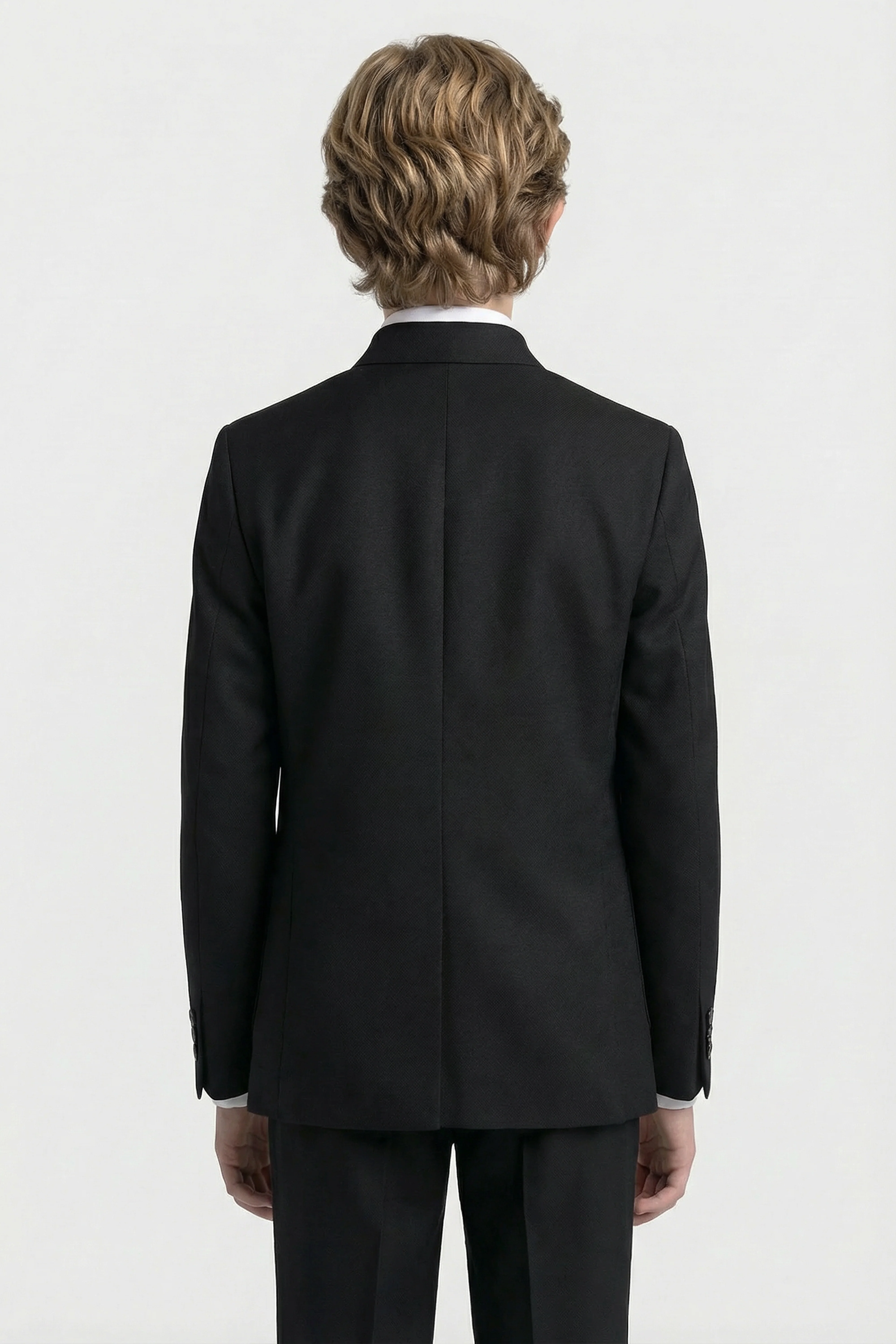 Boys’ 6-Piece Formal Ottoman Suit with Mandarin Collar  - Black - Image 5