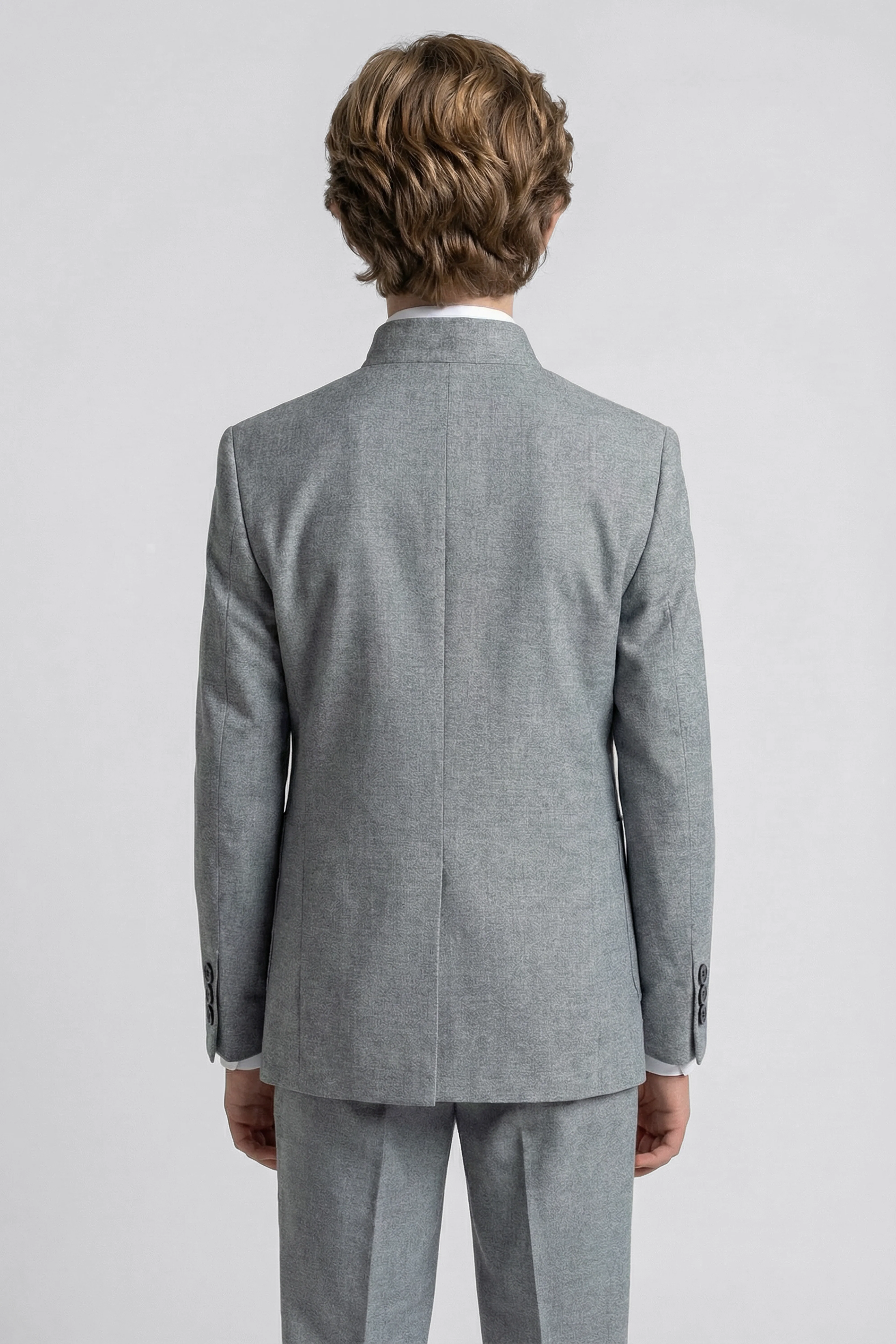 Boys’ 6-Piece Formal Ottoman Suit with Mandarin Collar  - Grey - Image 5