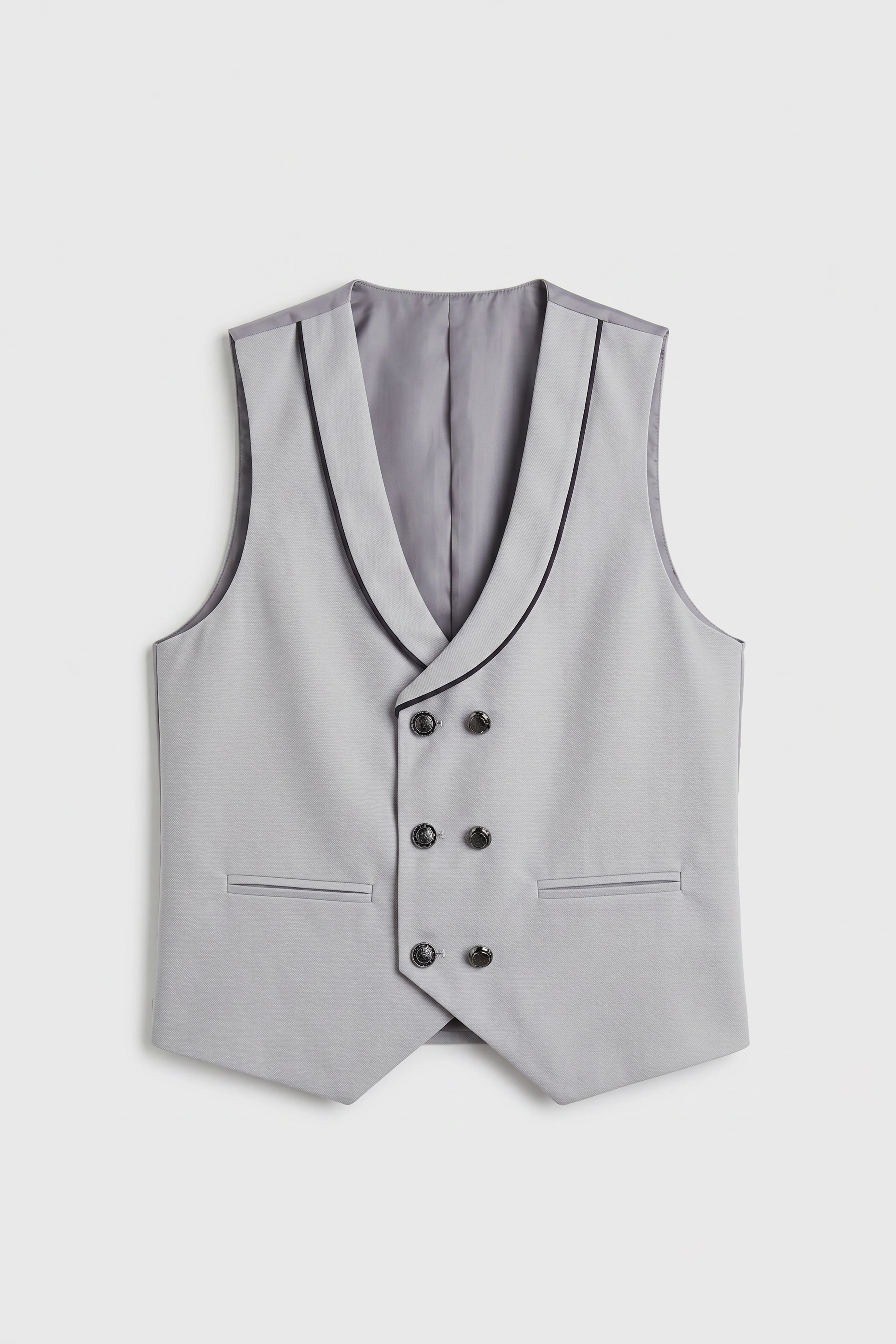 Boys 6-Piece Tuxedo Dinner Suit with Double Breasted Waistcoat - DAMATLIK W - Grey - Image 9