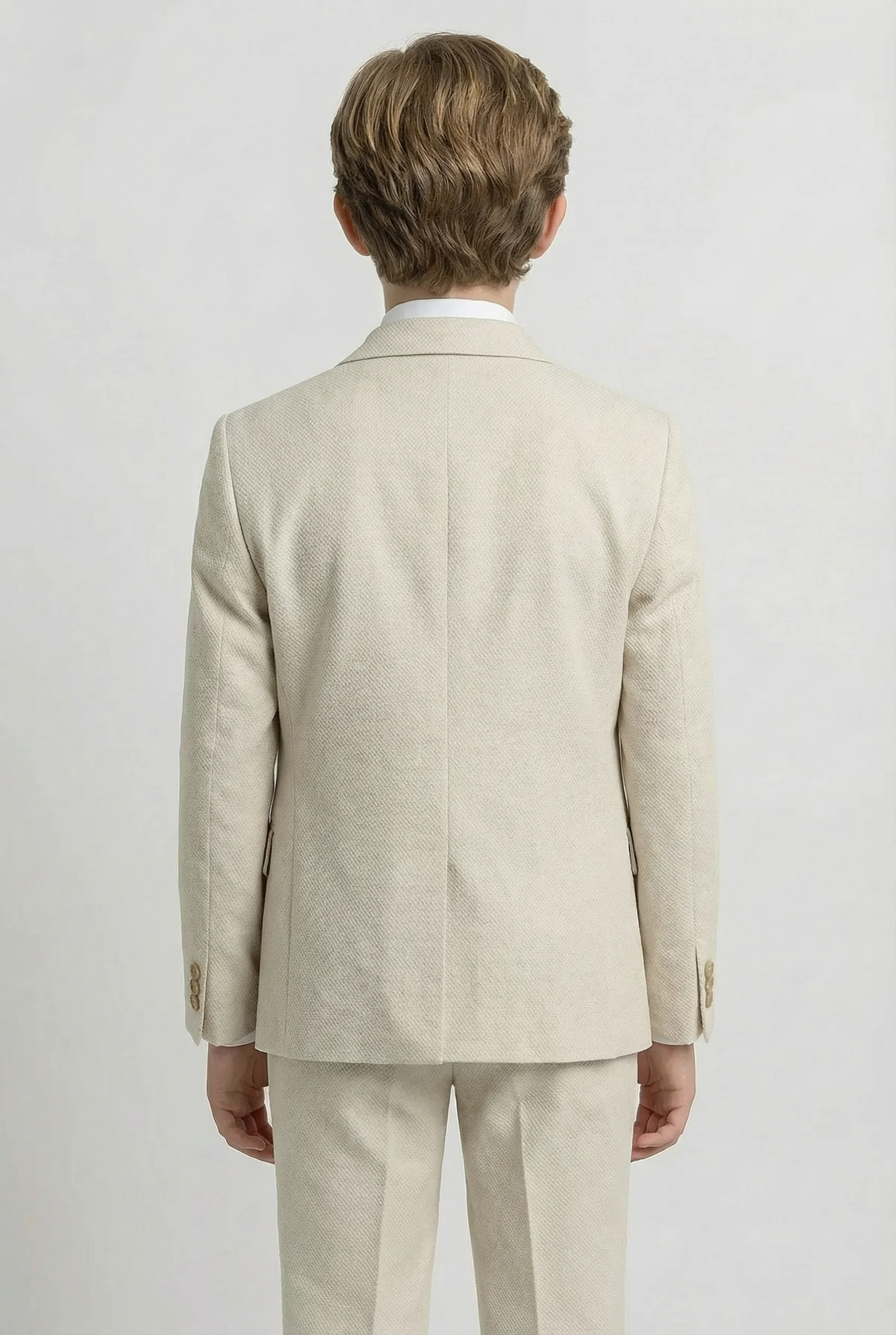 Boys’ 7-Piece Self-Patterned Formal Suit Set - Planet - Beige - Image 3