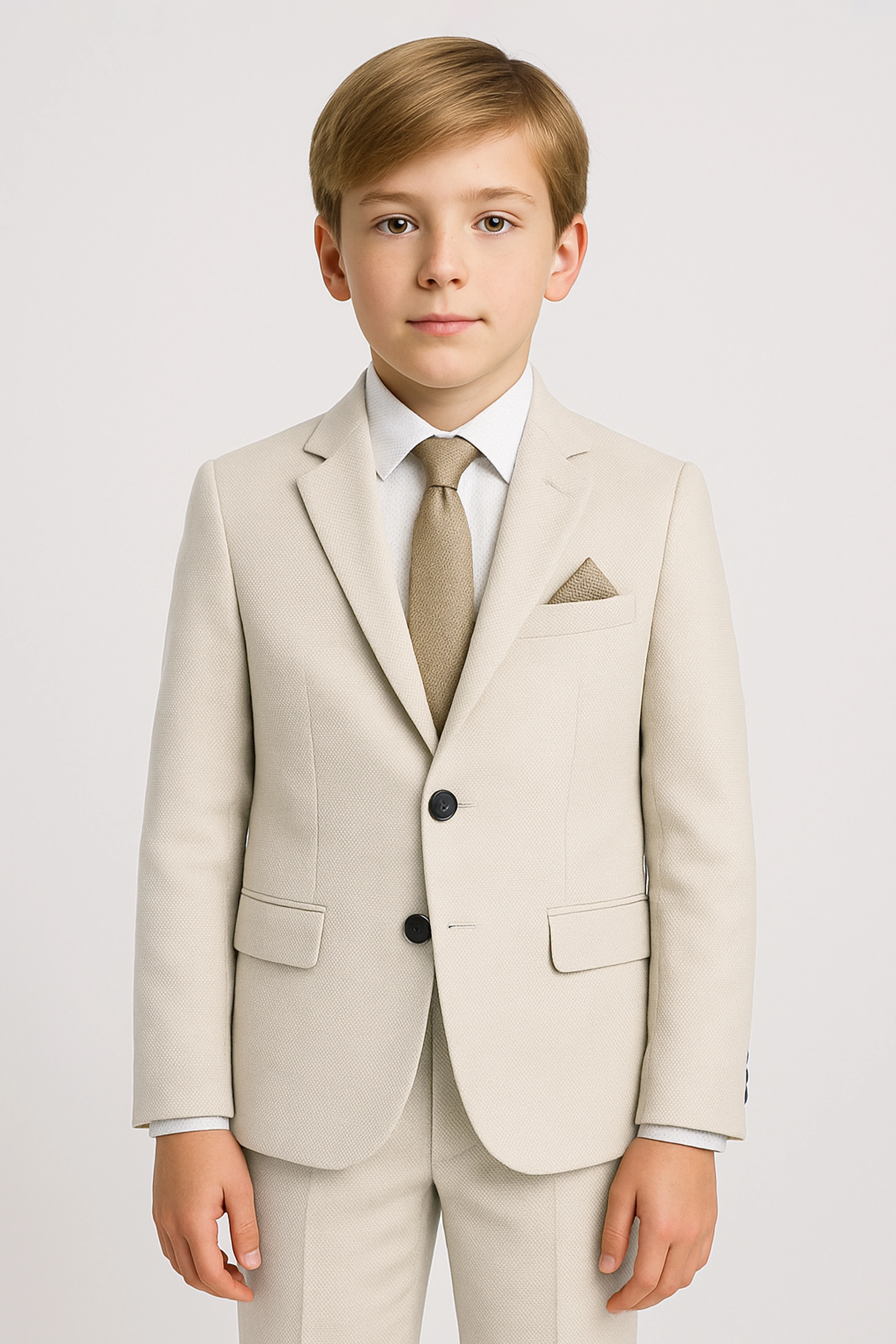 Boys’ 7-Piece Self-Patterned Formal Suit Set - Planet - Beige - Cream