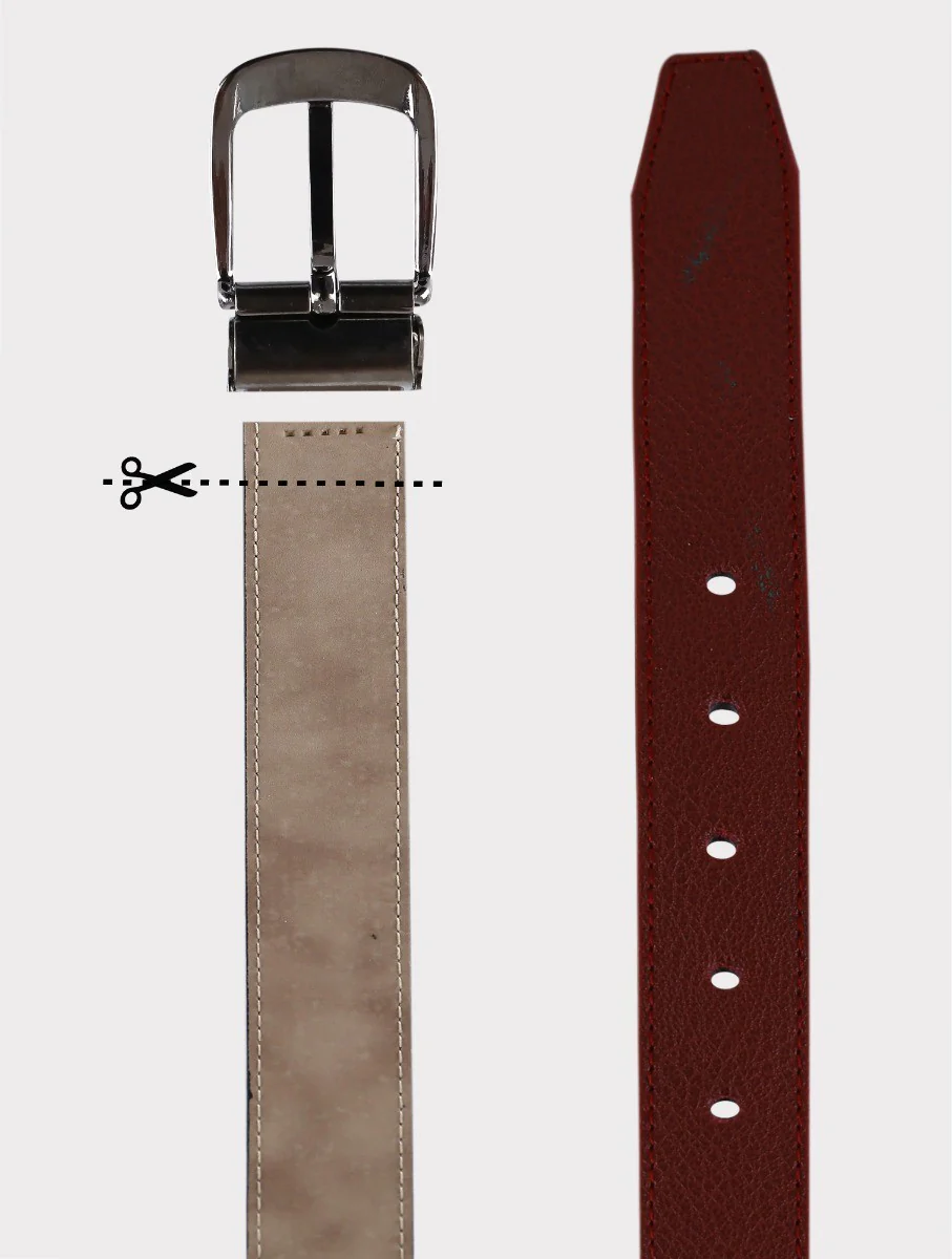 Boys Adjustable Leather Belt - Burgundy - Image 2