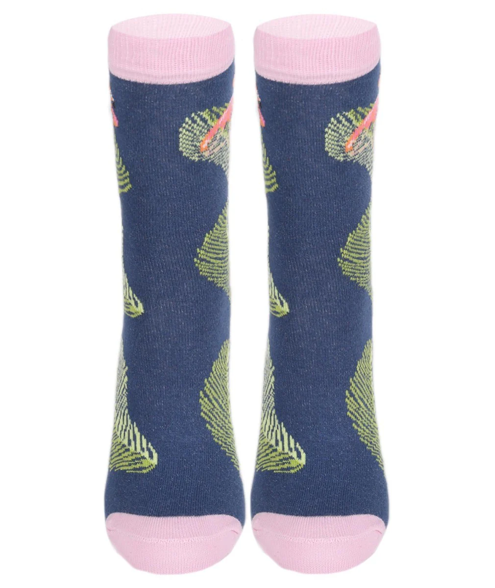 Unisex Kids Flamingo Socks- Novelty - Blue - Green - Pink - Image 3