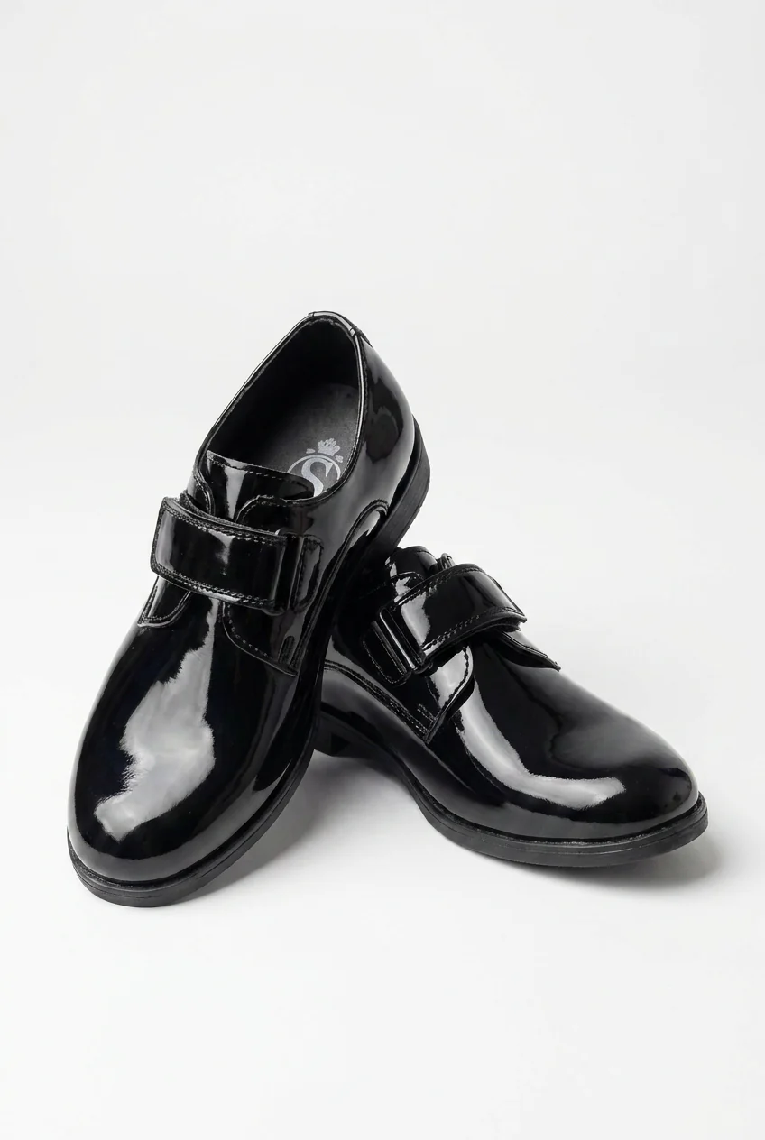 Boys Black Velcro Patent Dress shoes - MARCO - Black - Image 4