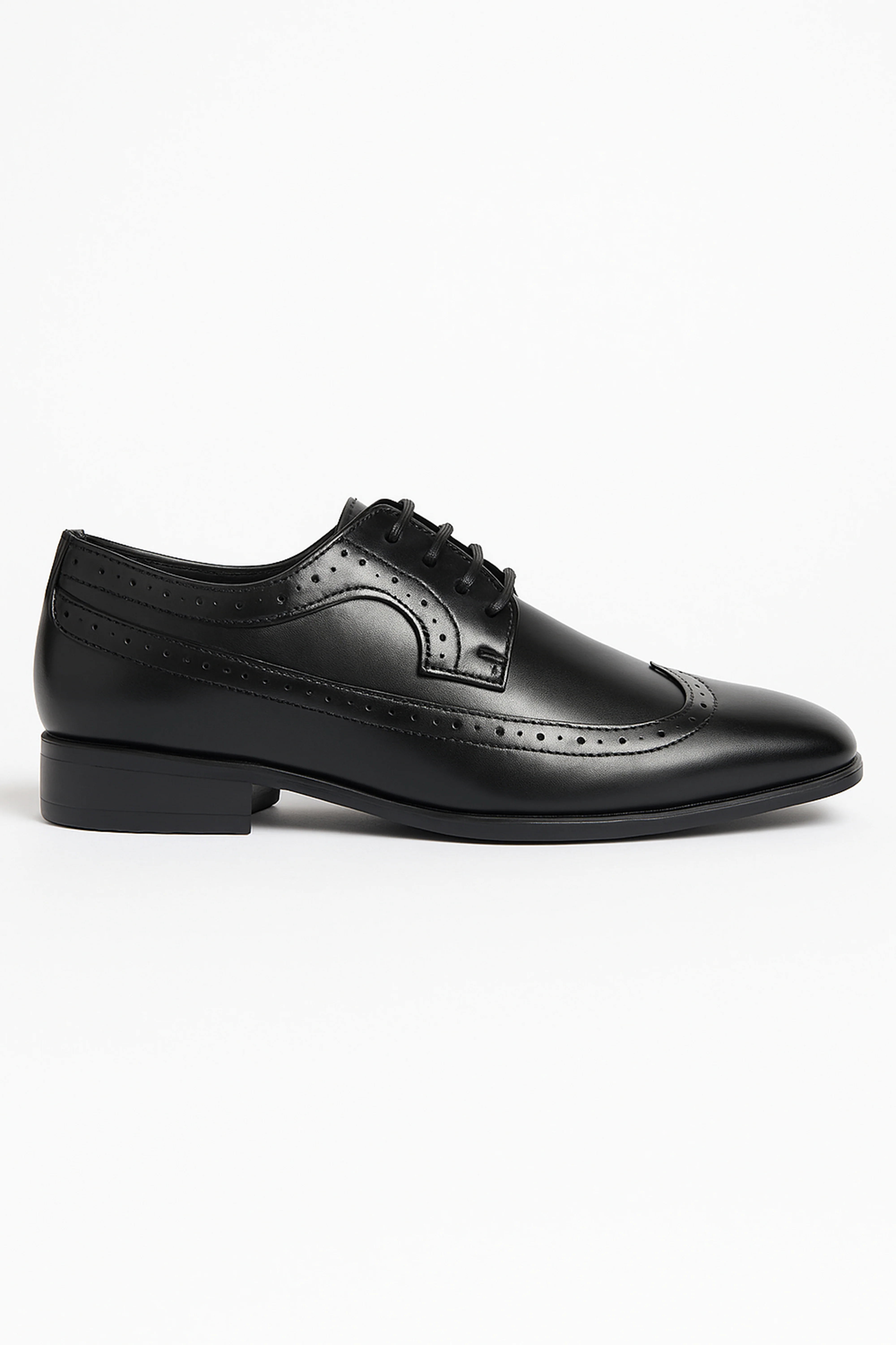 Boys Lace Up Wingtip Brogue Shoes - Black - Image 4