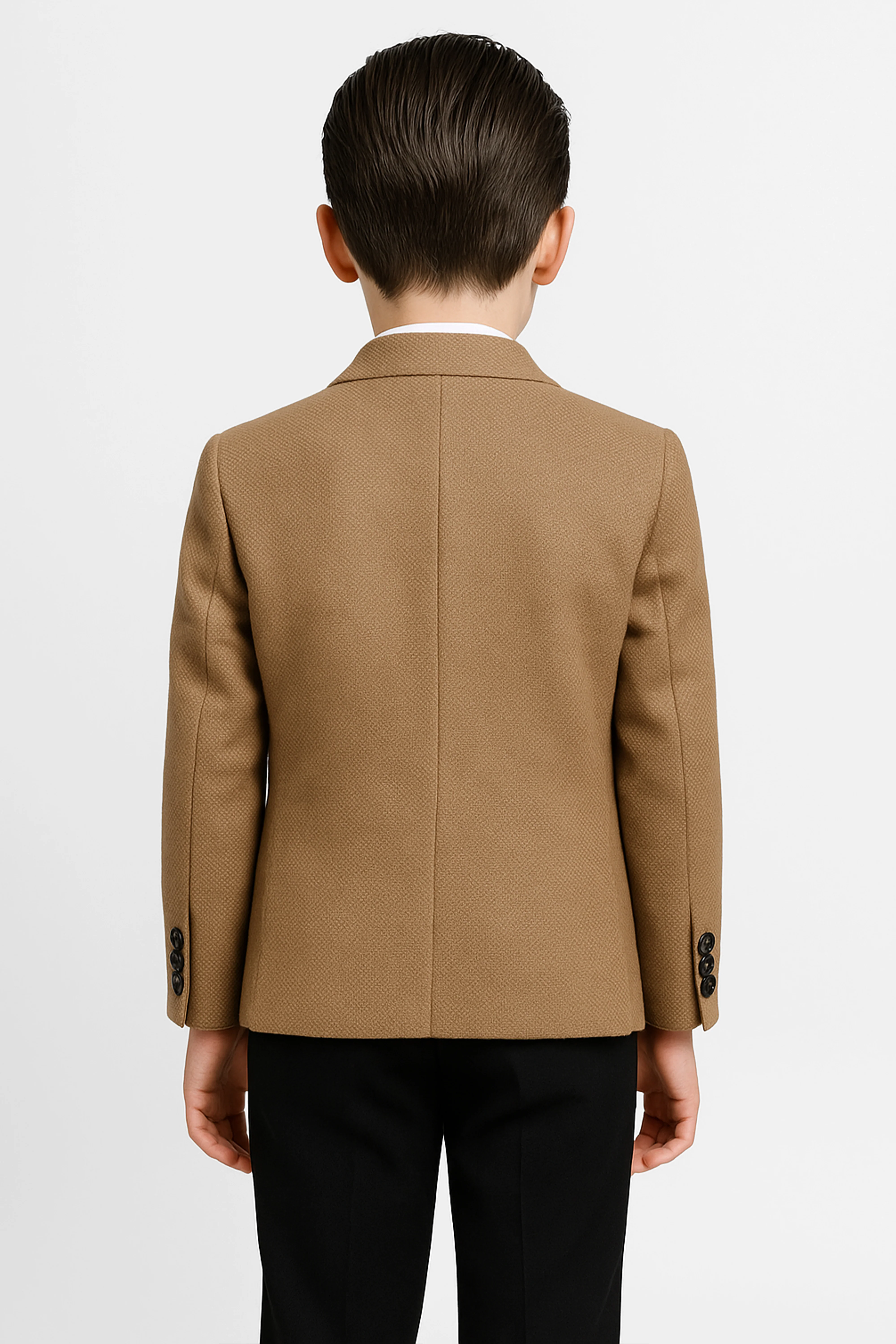 Boys’ Camel Brown 5-Piece Textured Suit - Zargos - Image 2