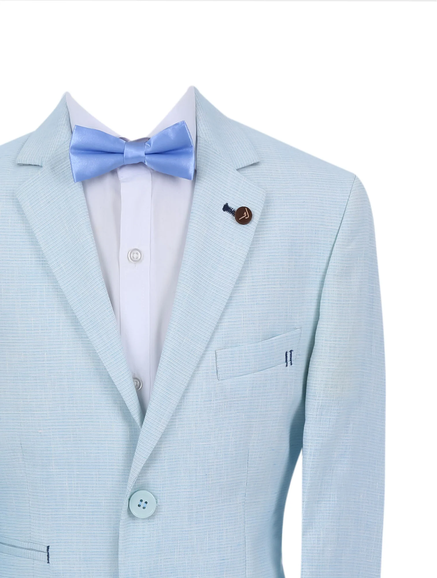 Boys Casual Linen Blazer - Sky Blue - Image 2