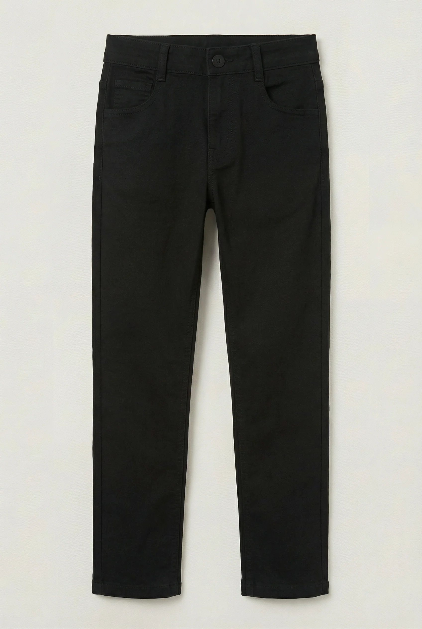 Boys Cotton Casual Stretch Chino Trousers – Black - Image 4
