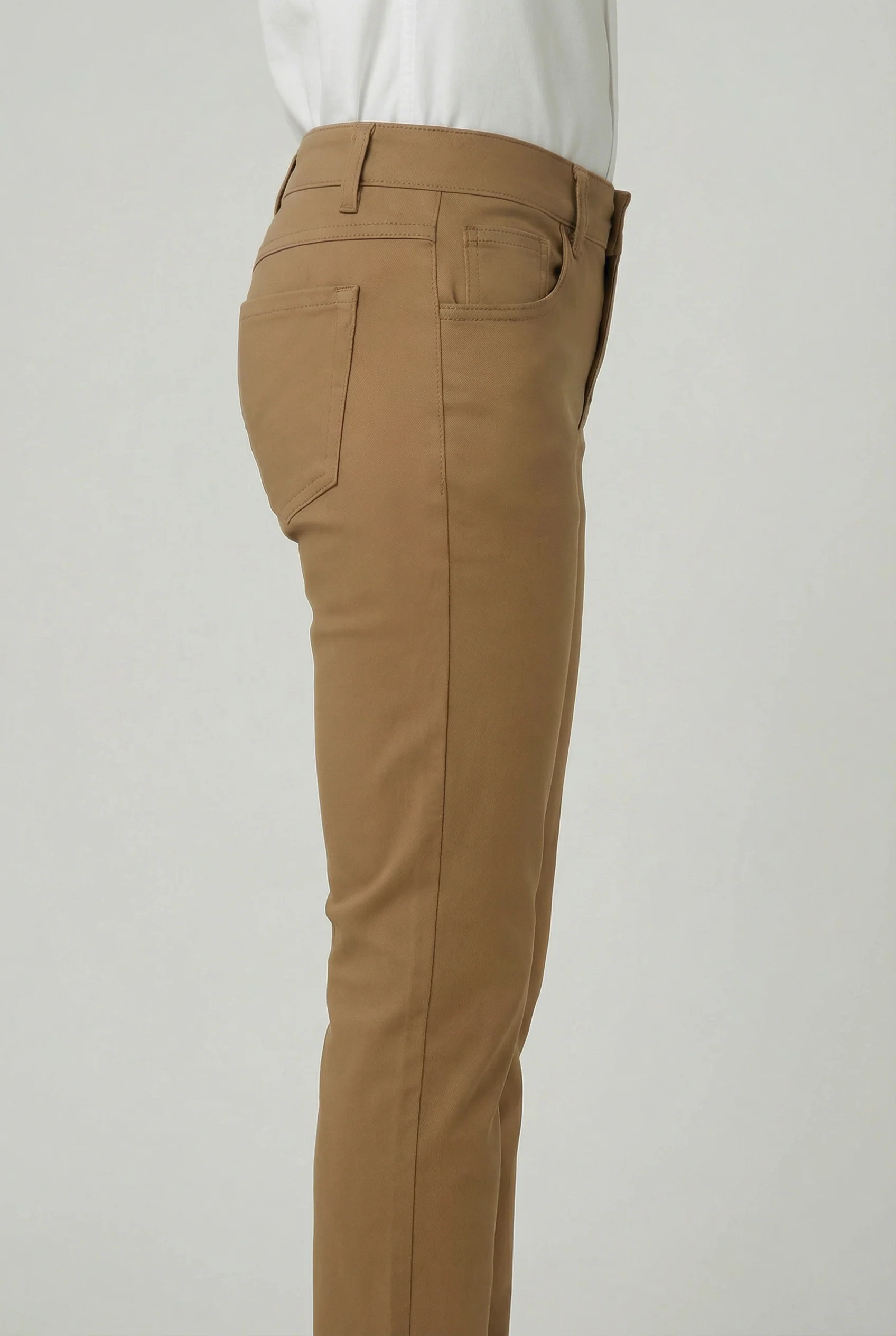 Boys Cotton Casual Stretch Chino Trousers – Khaki Brown - Image 3