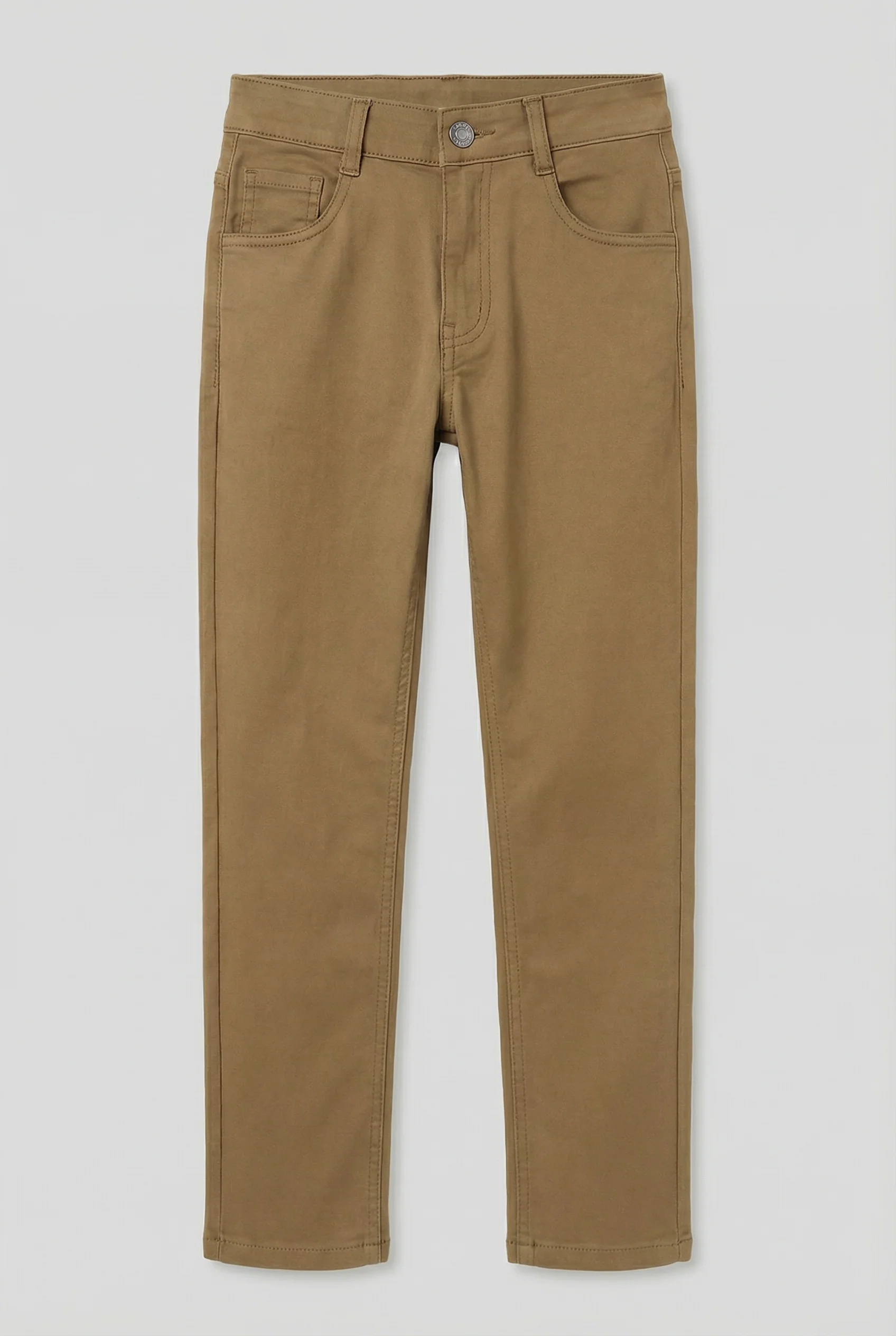 Boys Cotton Casual Stretch Chino Trousers – Khaki Brown - Image 4