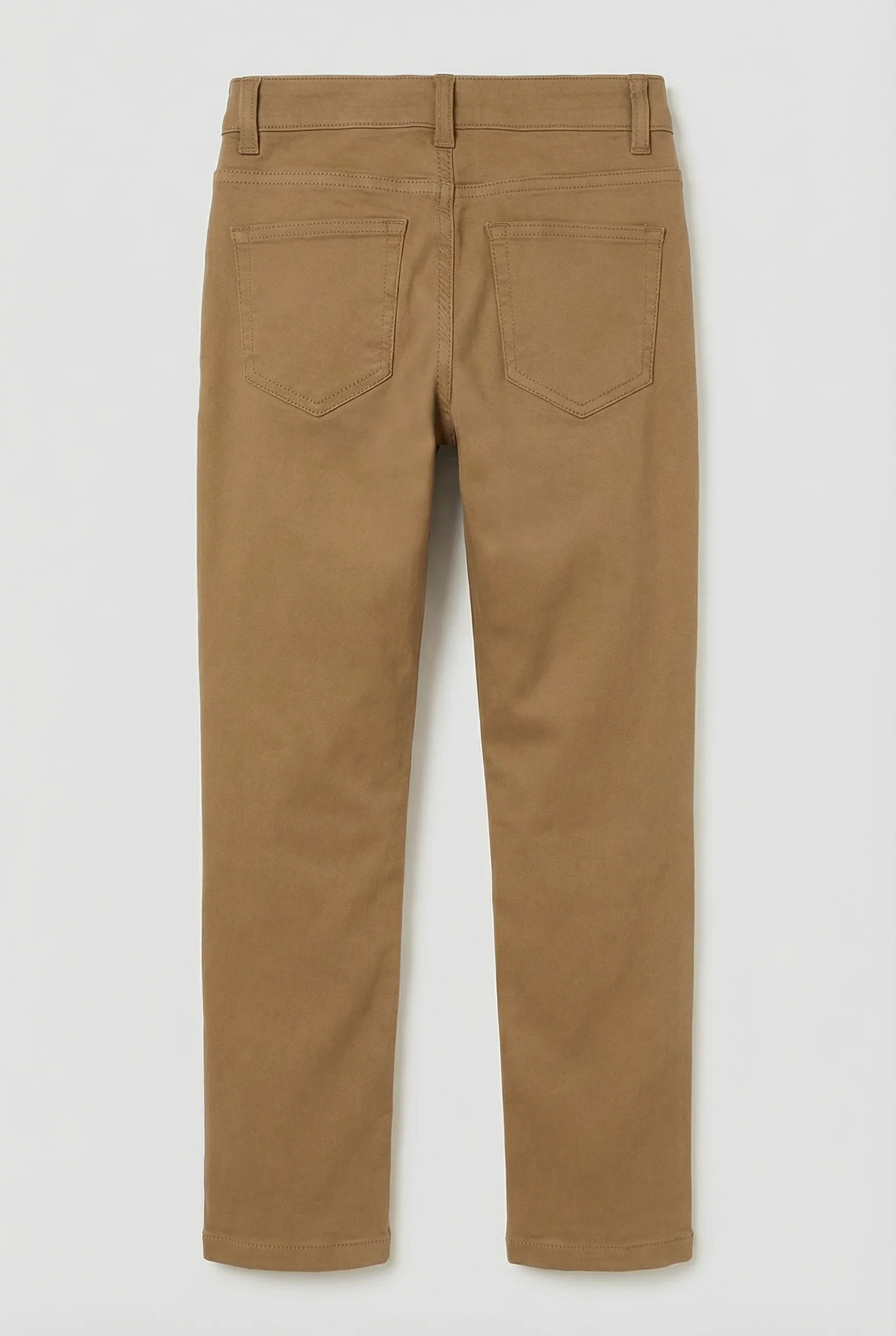 Boys Cotton Casual Stretch Chino Trousers – Khaki Brown - Image 5