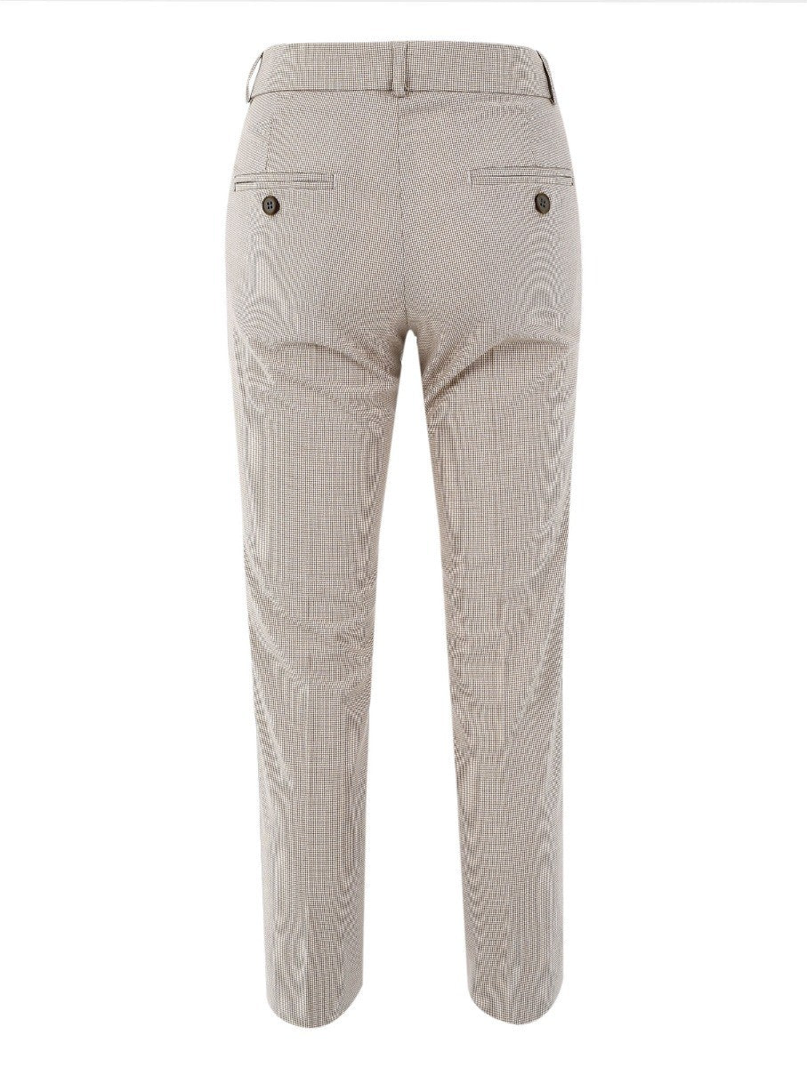 Boys Retro Check Slim Fit Suit - Beige - Image 9
