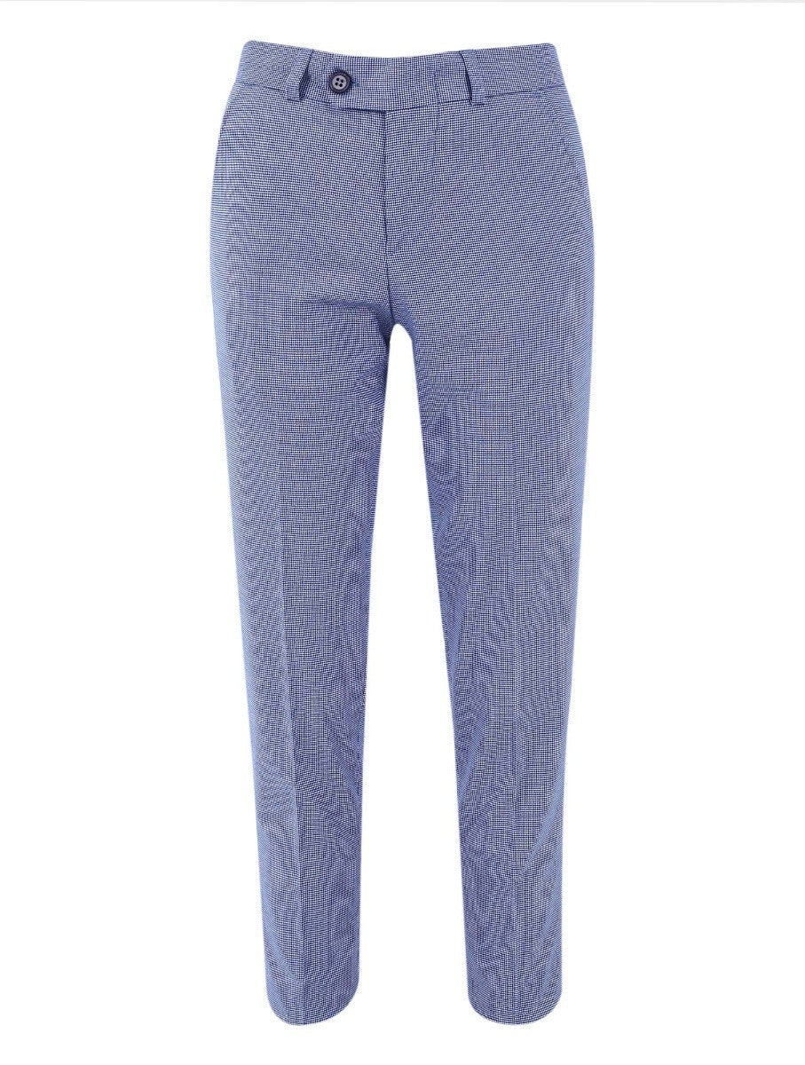 Boys Retro Check Slim Fit Suit - Light Blue - Image 7