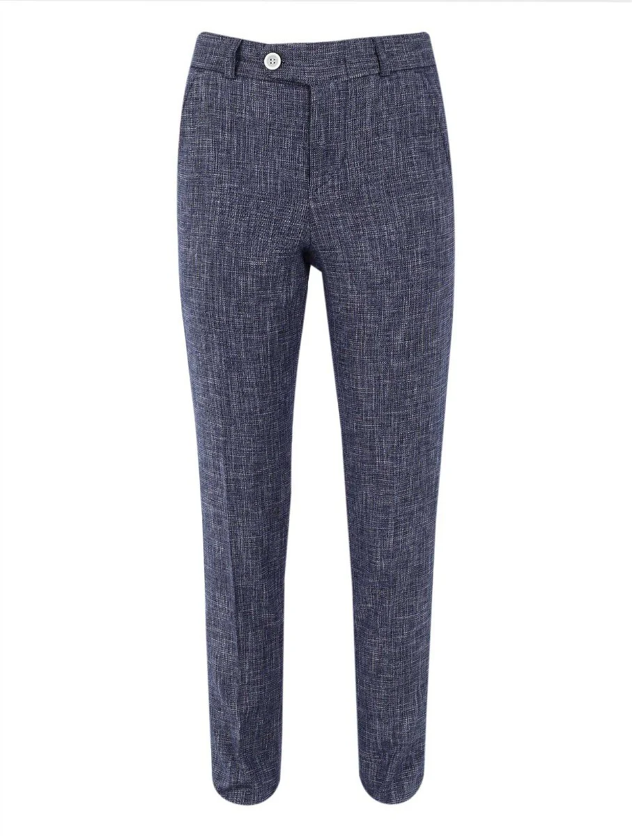 Boys Slim Fit Windowpane Check Suit - Grey - Image 7