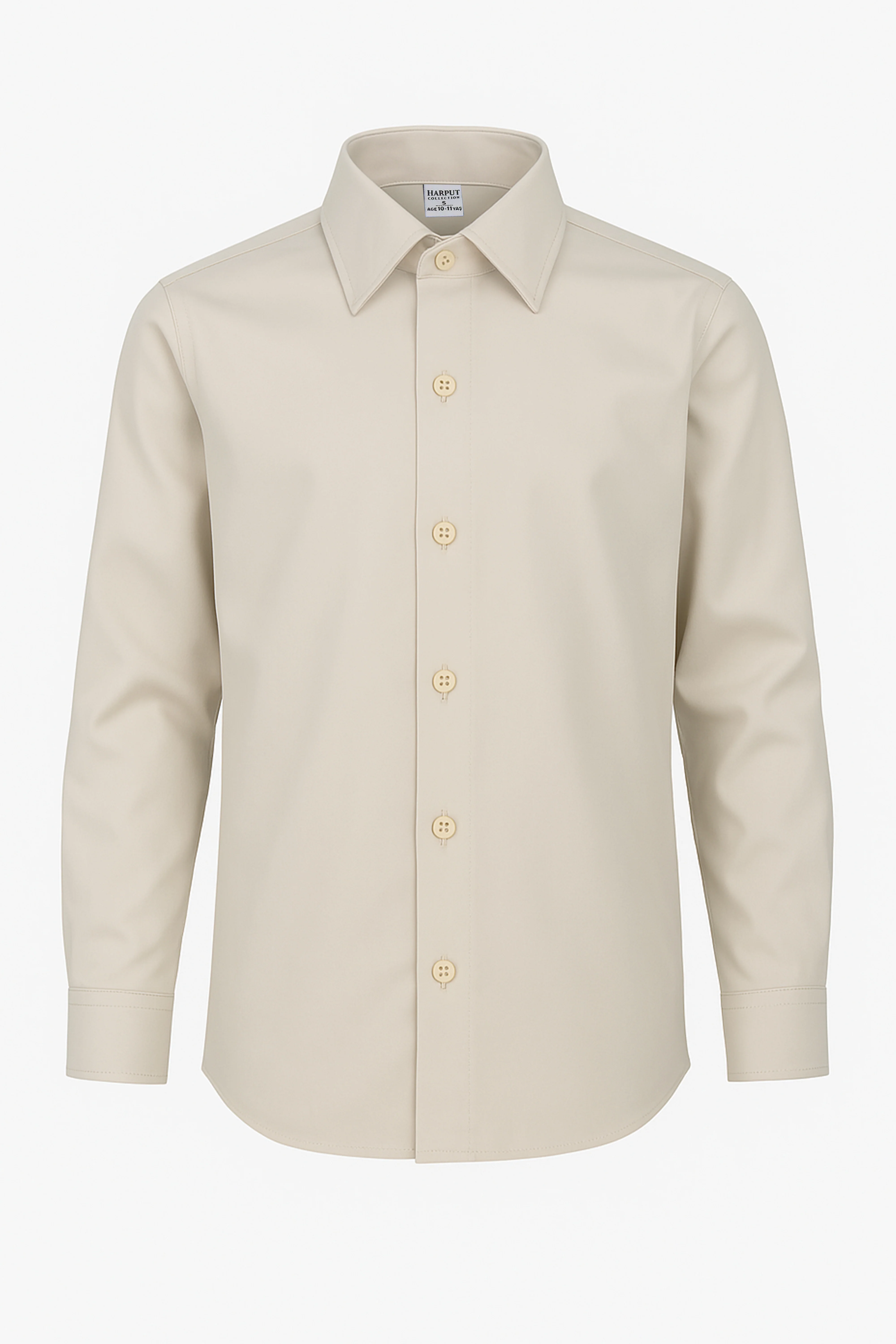Boys Cotton Classic Collar Dress Shirt  - Harput - Beige - Image 3