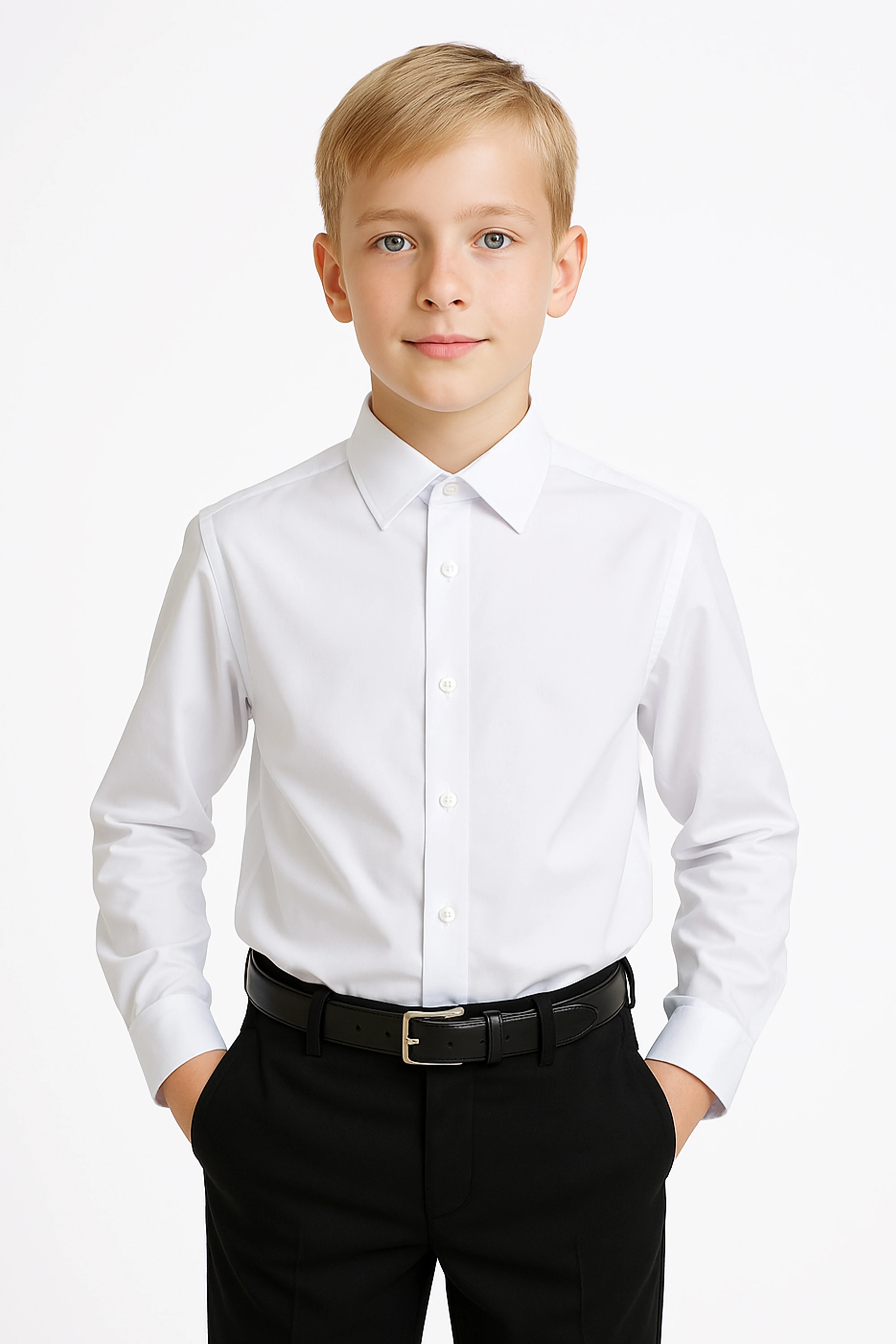 Boys Cotton Classic Collar Dress Shirt - Harput - White
