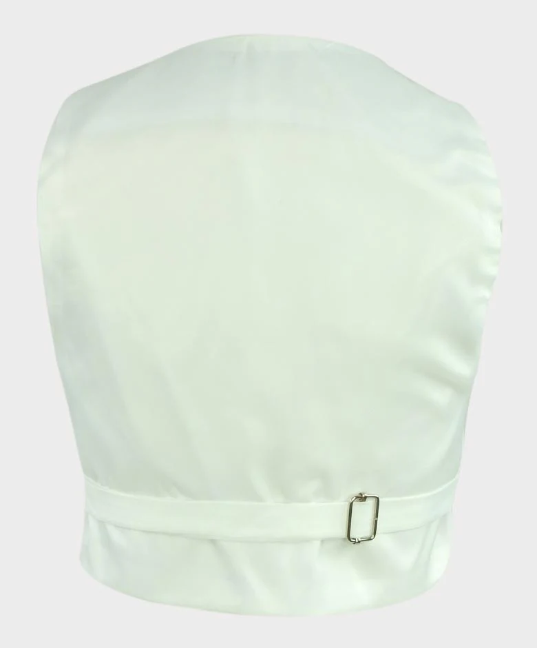 Boys Communion Piping Slim Fit Suit - White - Image 6