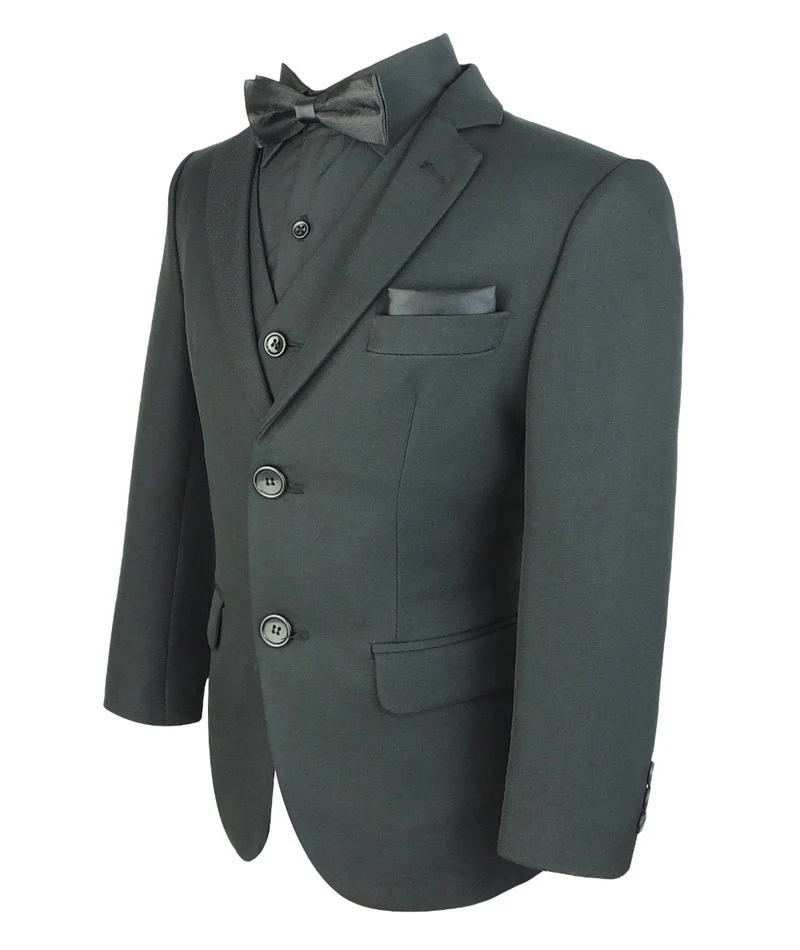Boys All in One Slim Fit Black Suit Set - NERO - Black - Image 6