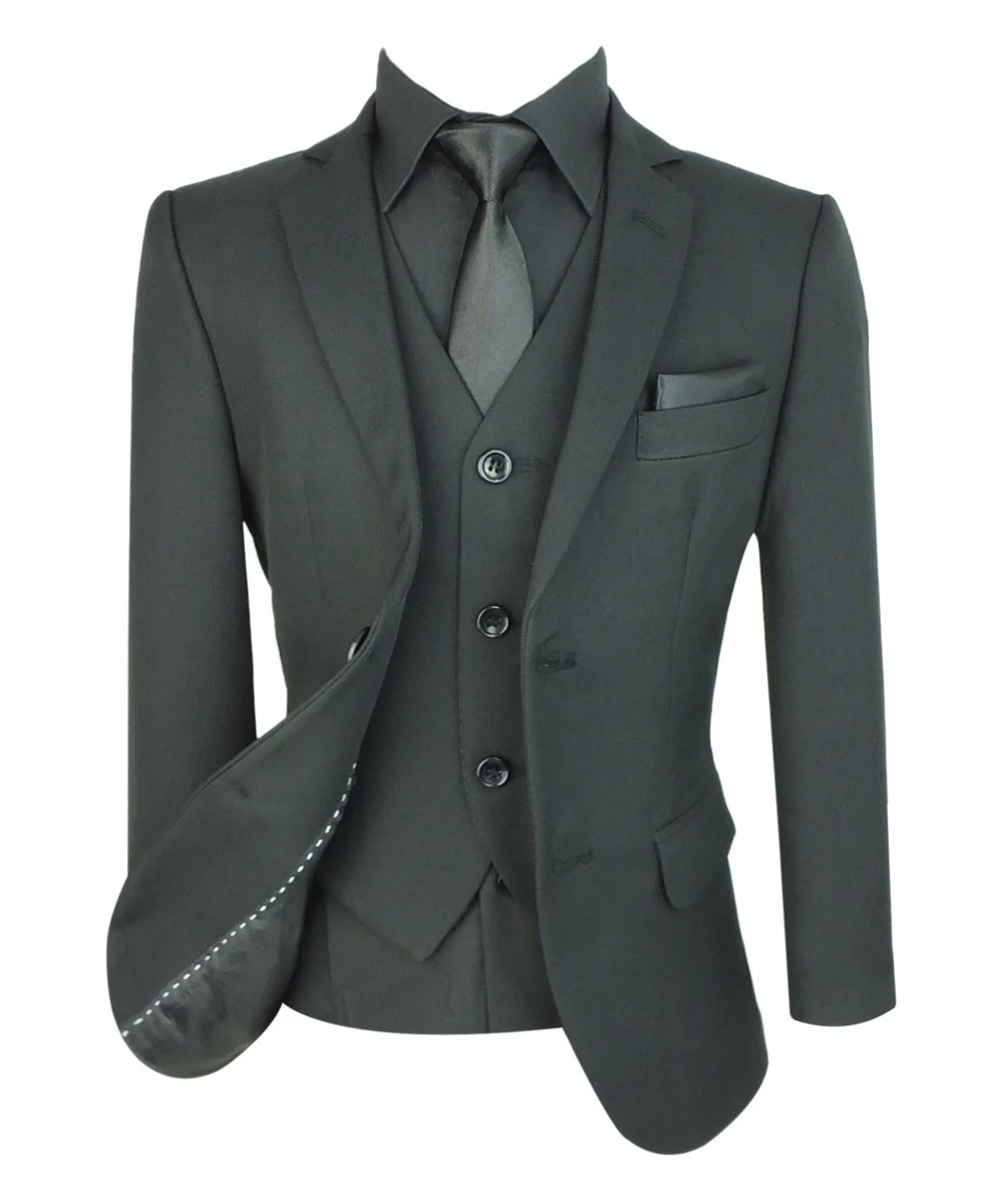 Boys All in One Slim Fit Black Suit Set - NERO - Black - Image 9