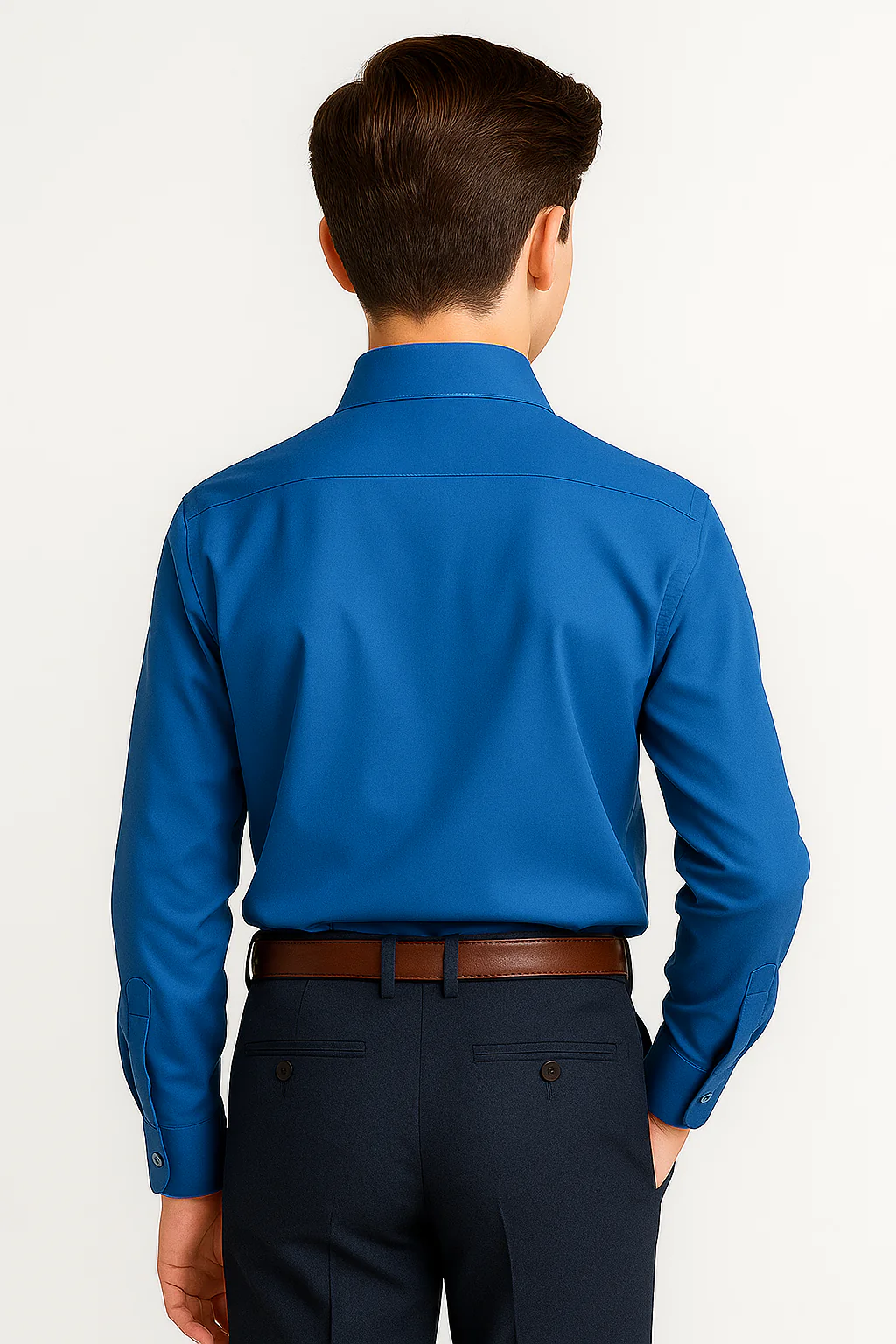 Boys Cotton Blend Formal Shirt - Blue - Image 2