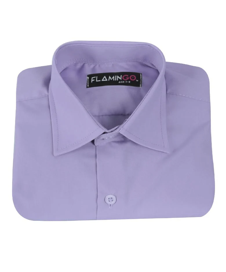 Boys Cotton Blend Formal Shirt - Lilac - Image 3