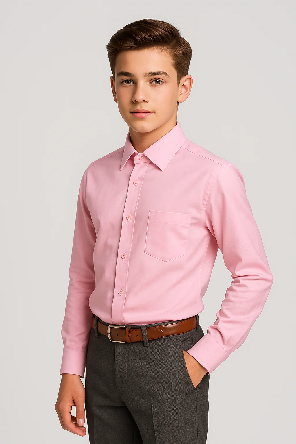 Boys Cotton Blend Formal Shirt - Pink