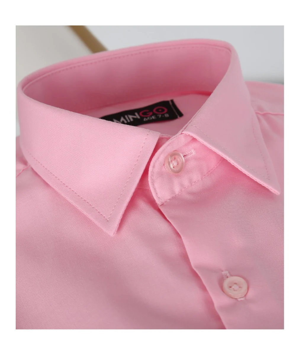 Boys Cotton Blend Formal Shirt - Pink - Image 4